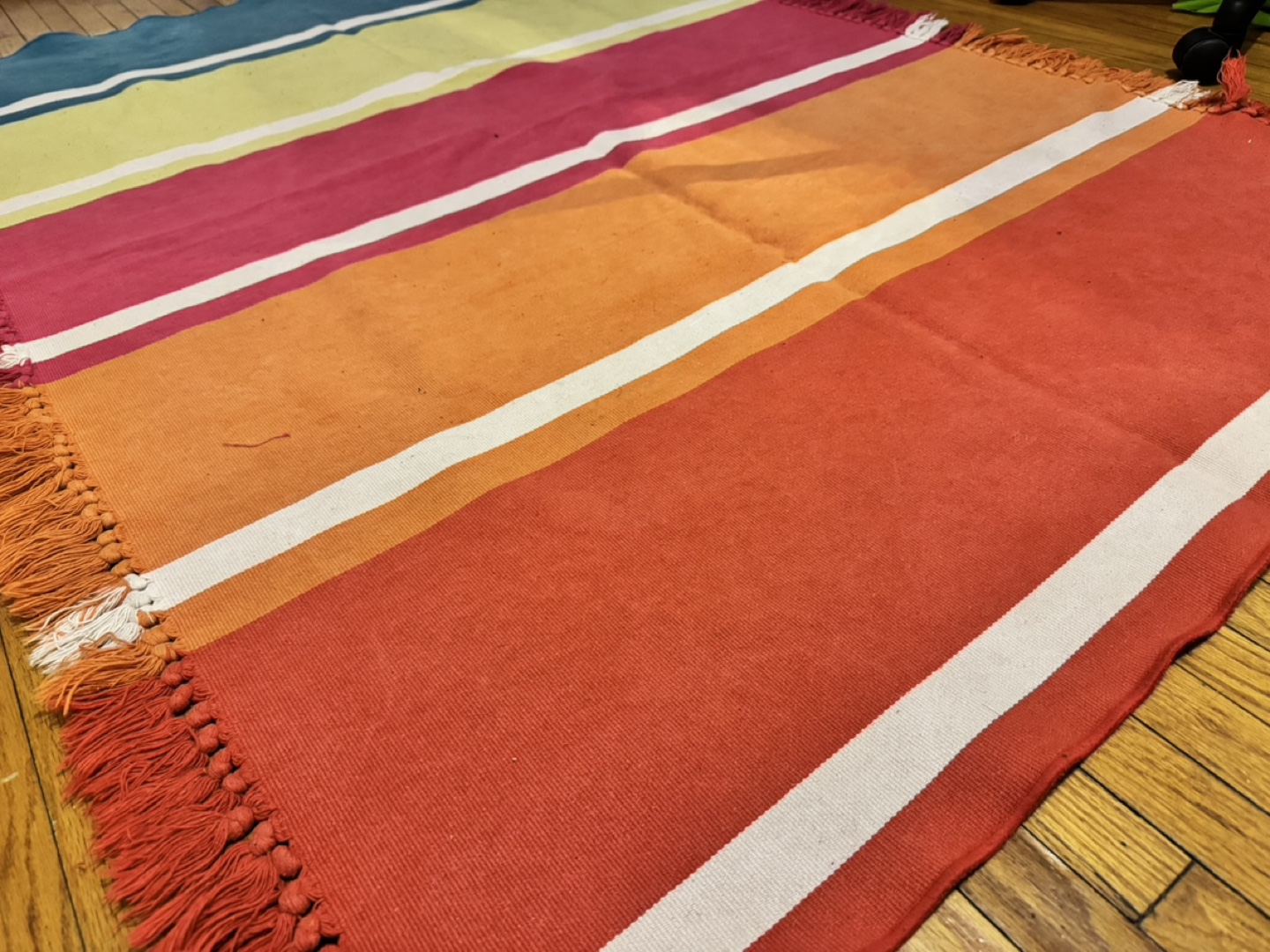IKEA Multicoloured Striped Rug with Tassels - photo 3