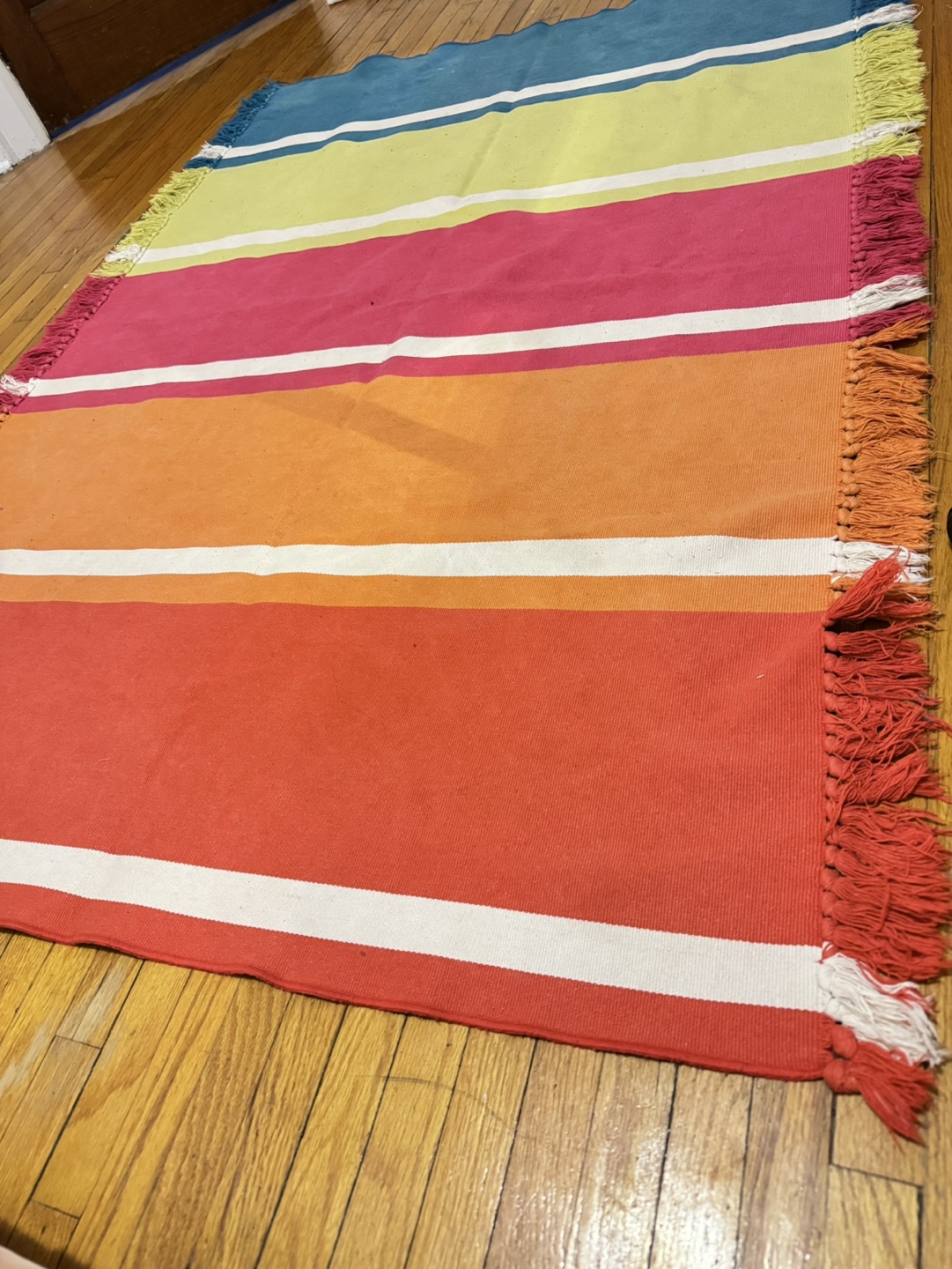 IKEA Multicoloured Striped Rug with Tassels - photo 2