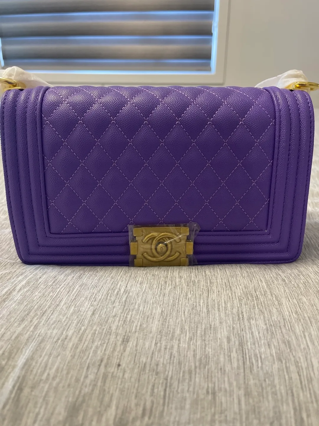Chanel Boy Bag Purple Quilted Leather thumbnail