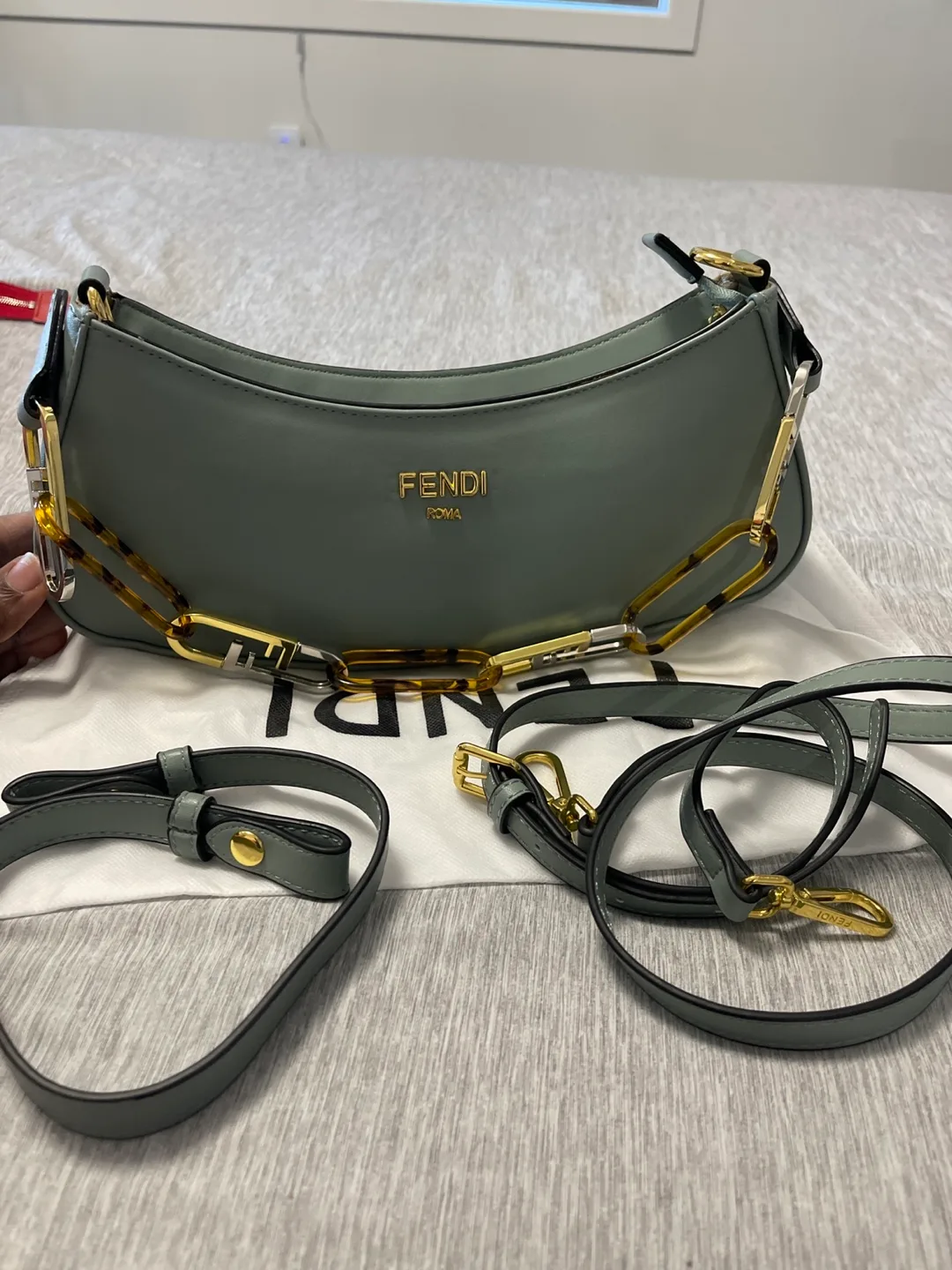 Fendi Roma Baguette Shoulder Bag - Pale Green image indicator(2)