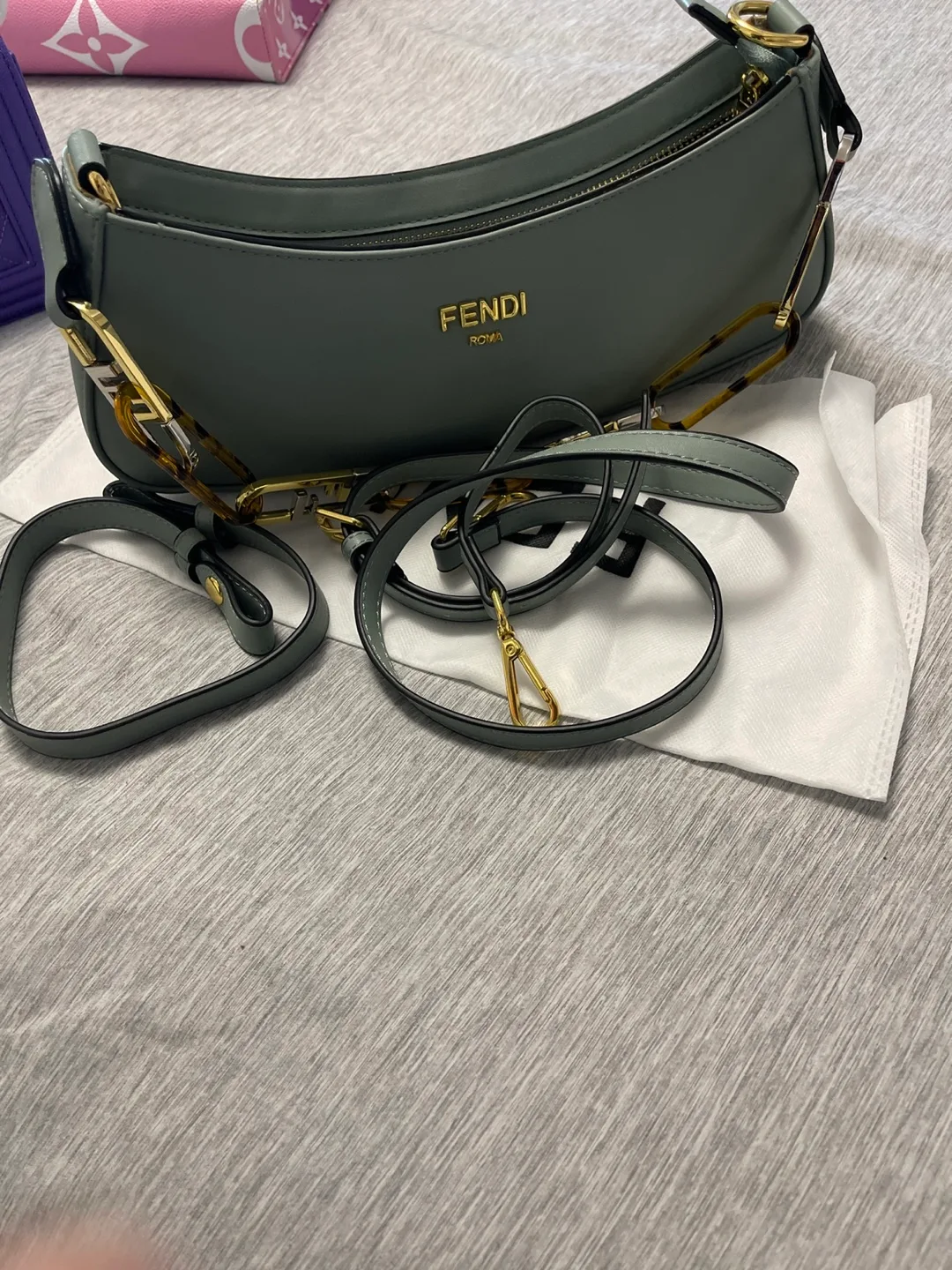 Fendi Roma Baguette Shoulder Bag - Pale Green image indicator(5)