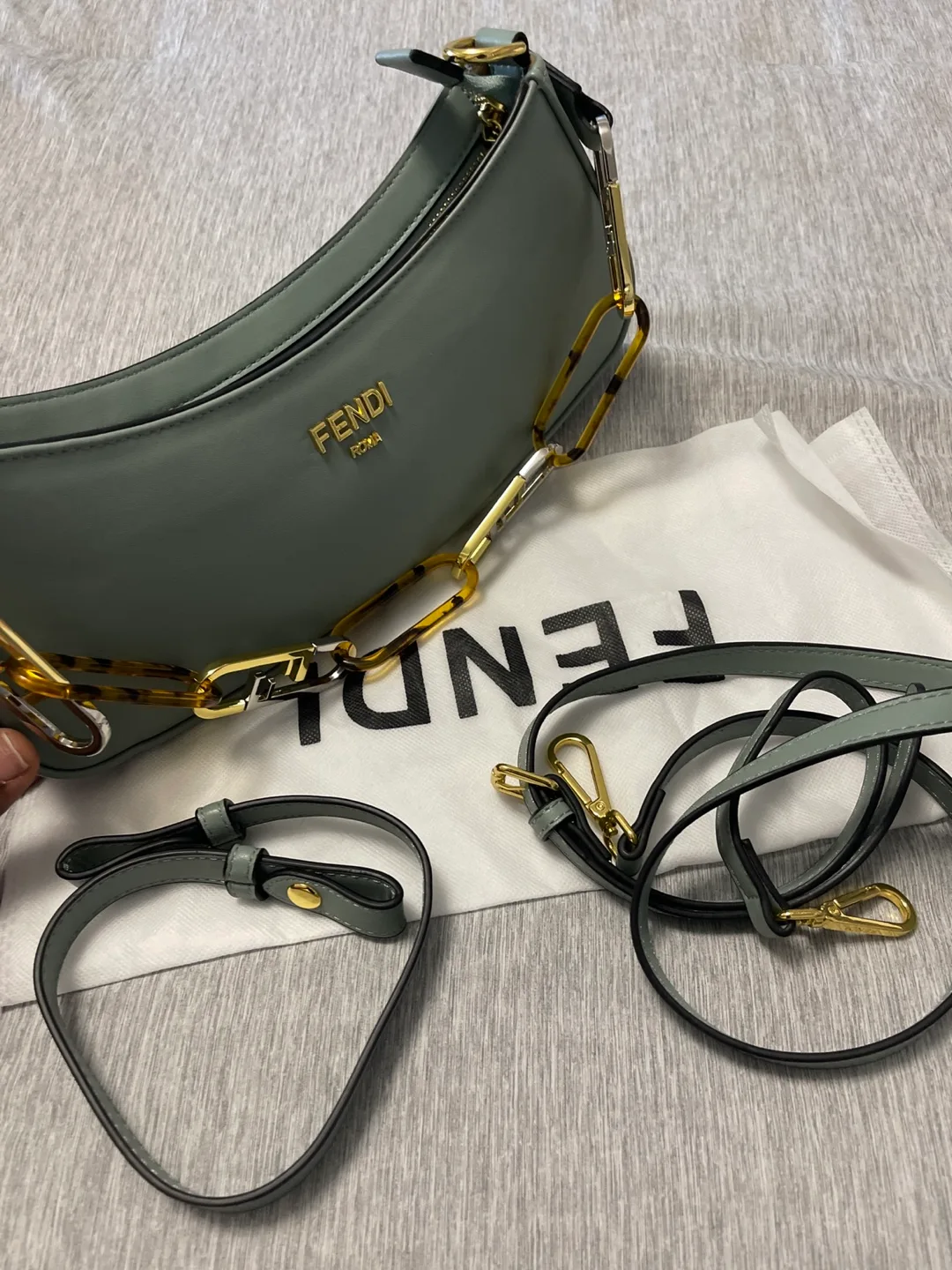 Fendi Roma Baguette Shoulder Bag - Pale Green image indicator(3)