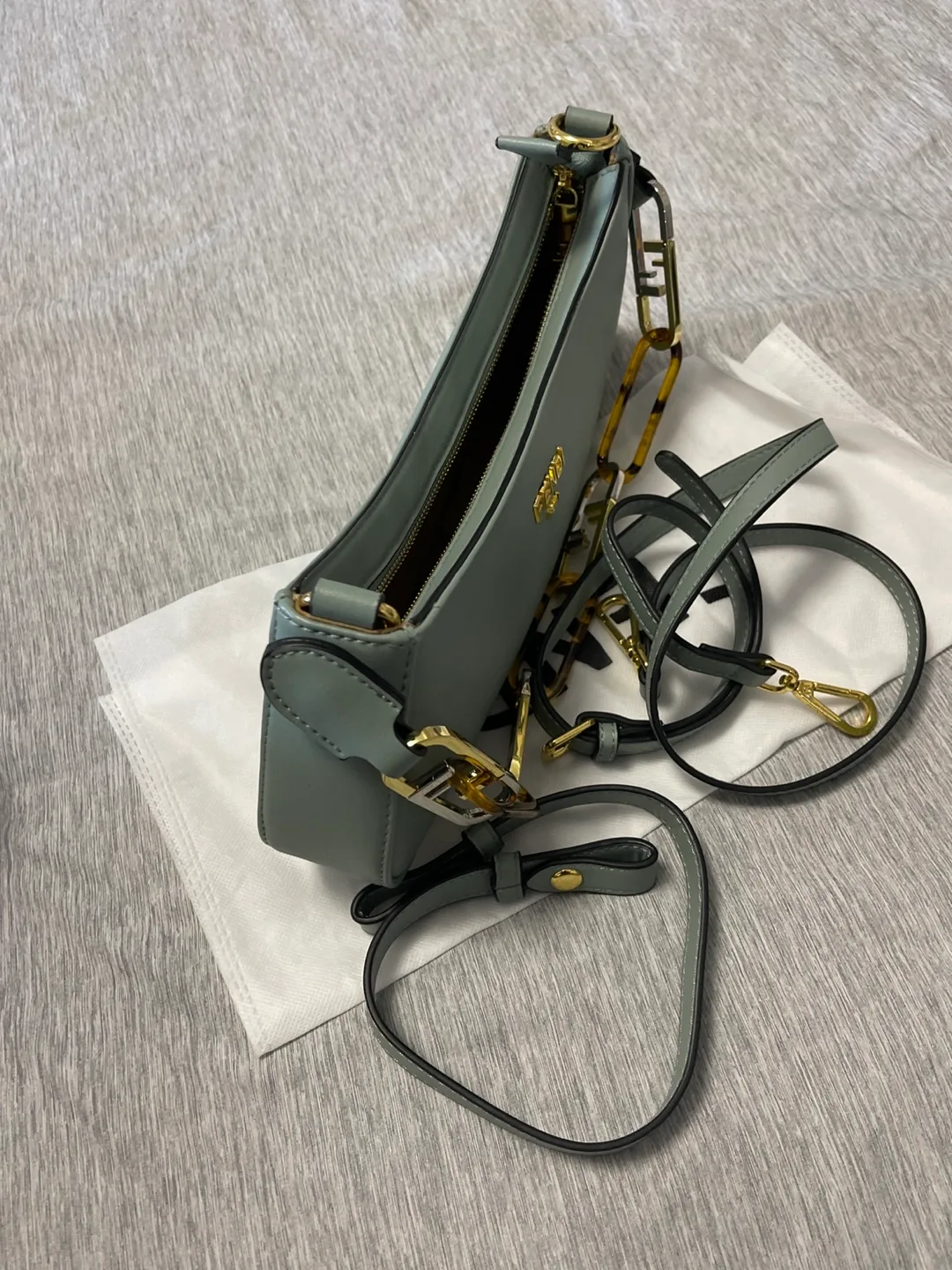 Fendi Roma Baguette Shoulder Bag - Pale Green image indicator(4)