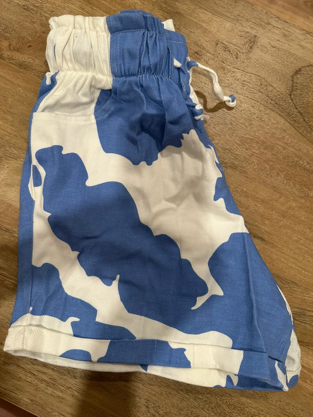 Women's Blue and White Cow Print Shorts - Size Medium image indicator(4)