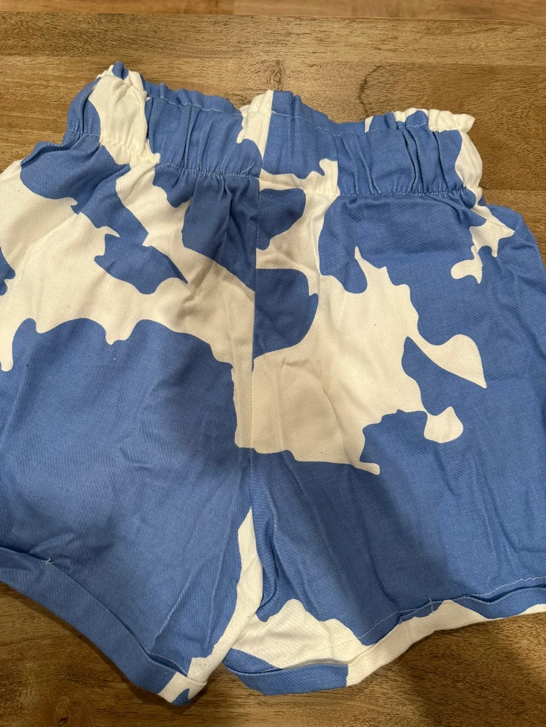 Women's Blue and White Cow Print Shorts - Size Medium image indicator(3)