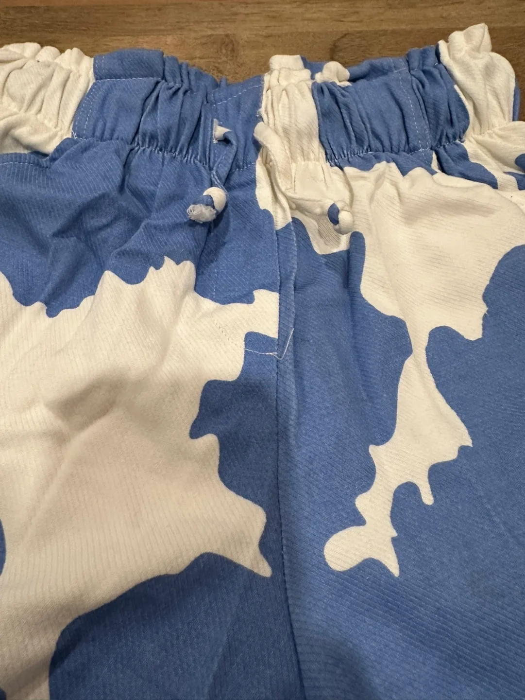 Women's Blue and White Cow Print Shorts - Size Medium image indicator(2)