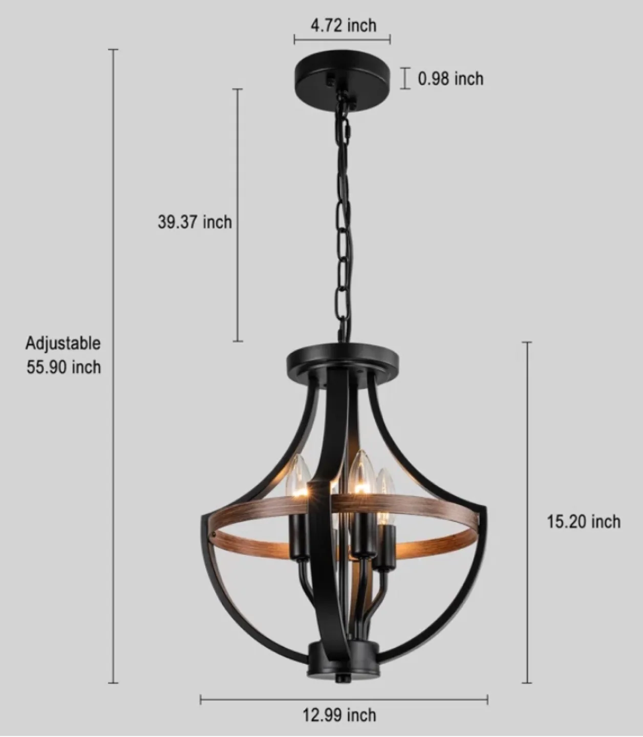 Bowl Pendant Chandelier 4-Light Fixture image indicator(6)