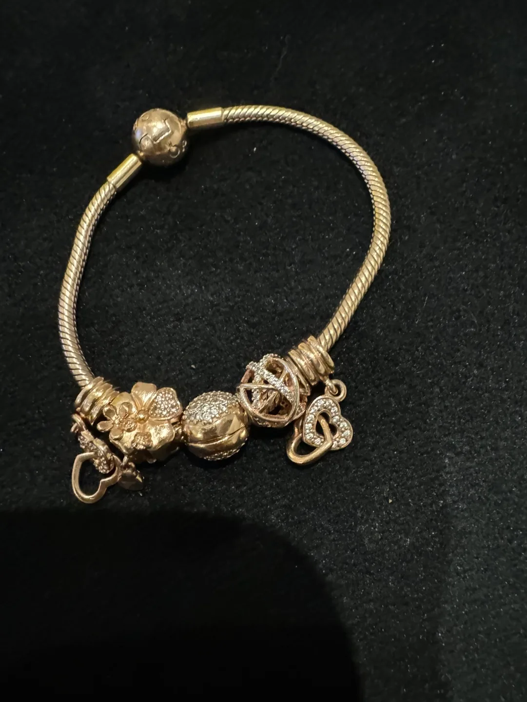 Pandora Rose Gold Bracelet with Charms thumbnail