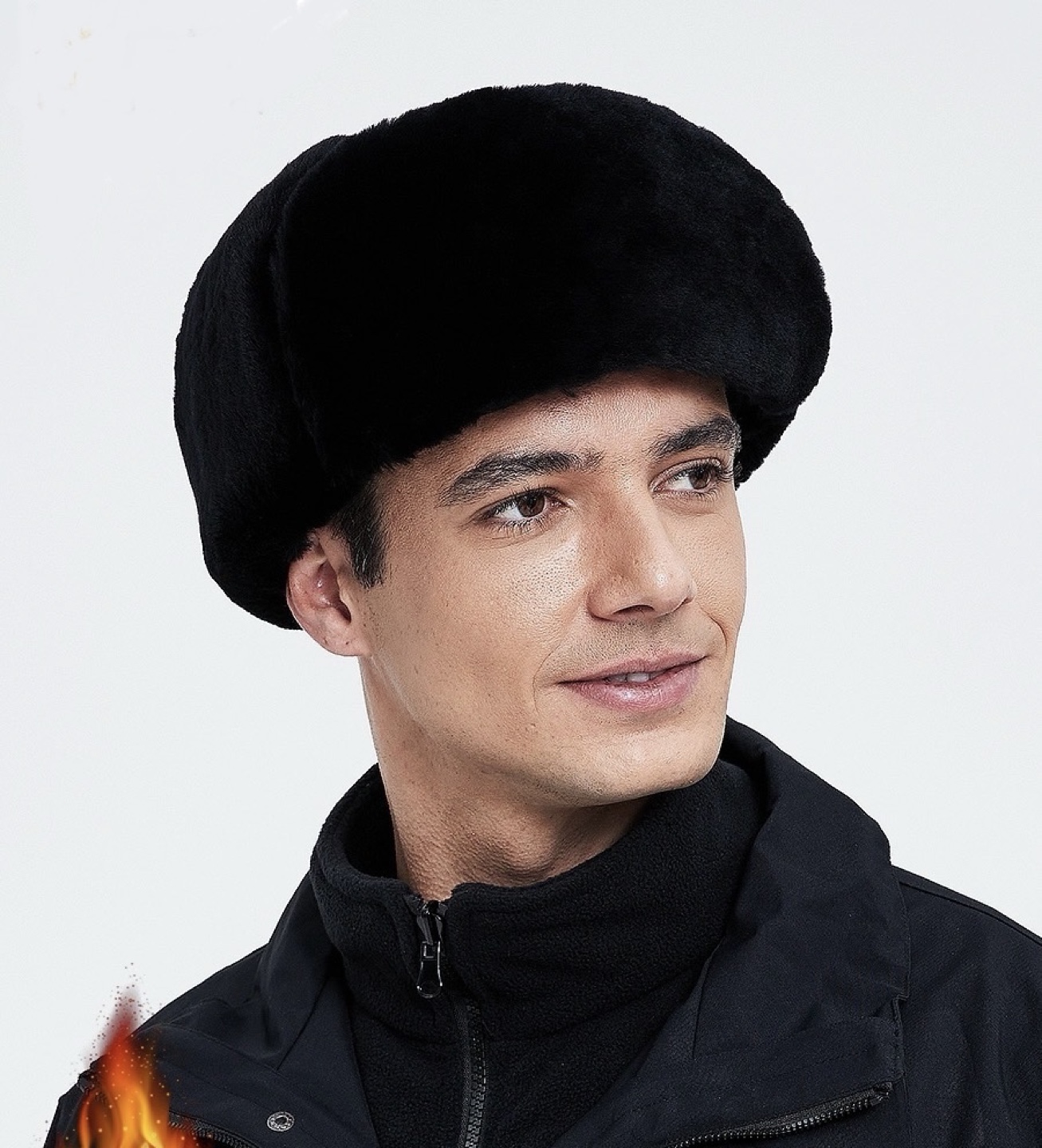 Men's Black Leather Trapper Hat - photo 2