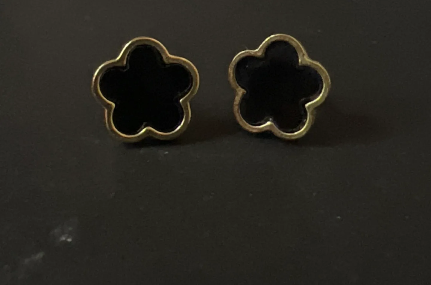 Gold Chain Bracelet and Necklace Set with Black Flower Charms image indicator(3)