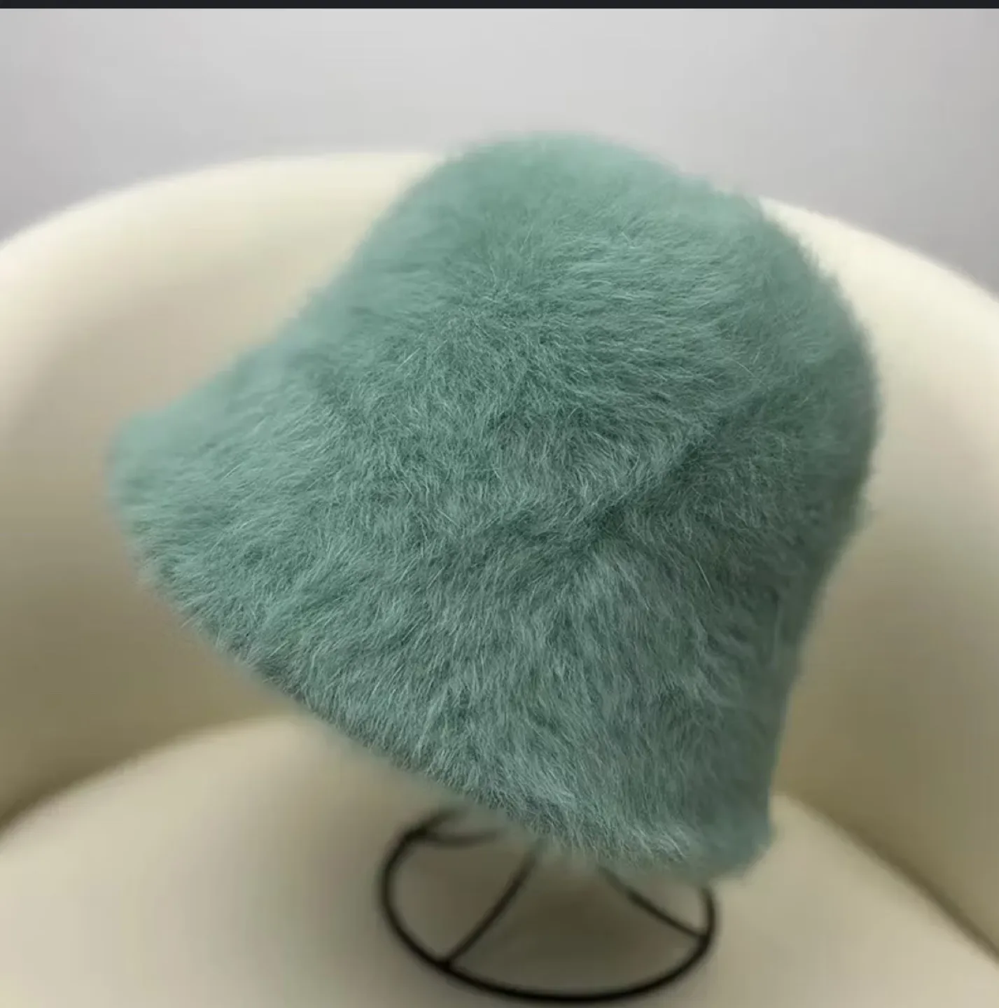 Wool Mint Green Fuzzy Bucket Hat image indicator(3)