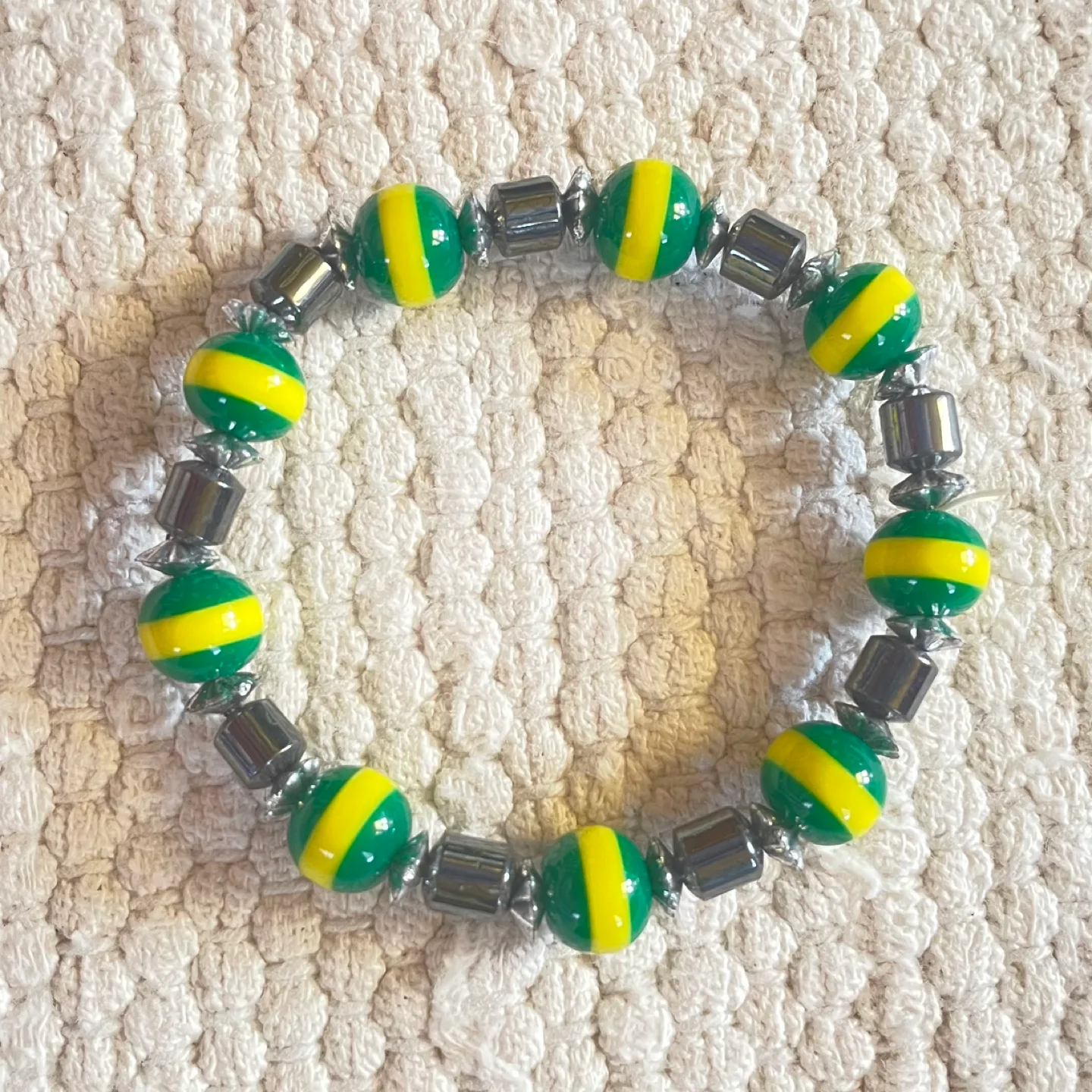 Hematite & Green Glass Beaded Necklace,Bracelet,Coin Purse image indicator(2)