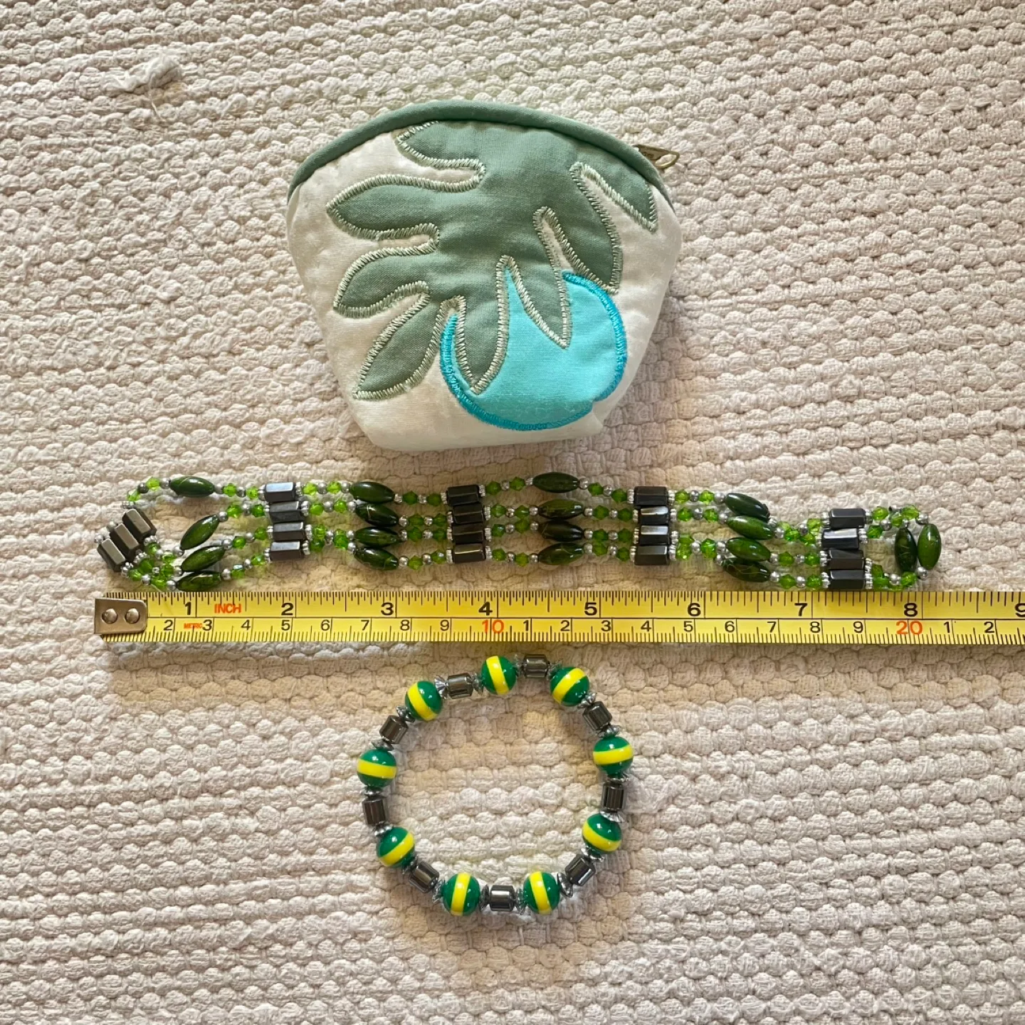 Hematite & Green Glass Beaded Necklace,Bracelet,Coin Purse image indicator(5)