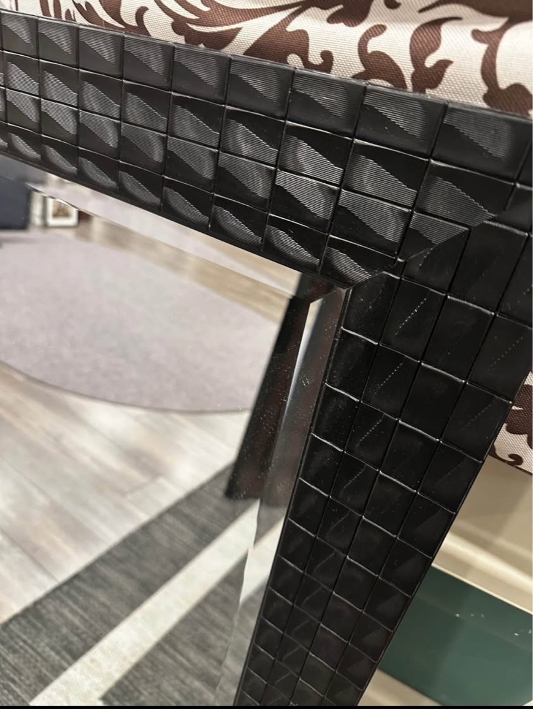 Black Rectangular Mirror with Textured Frame