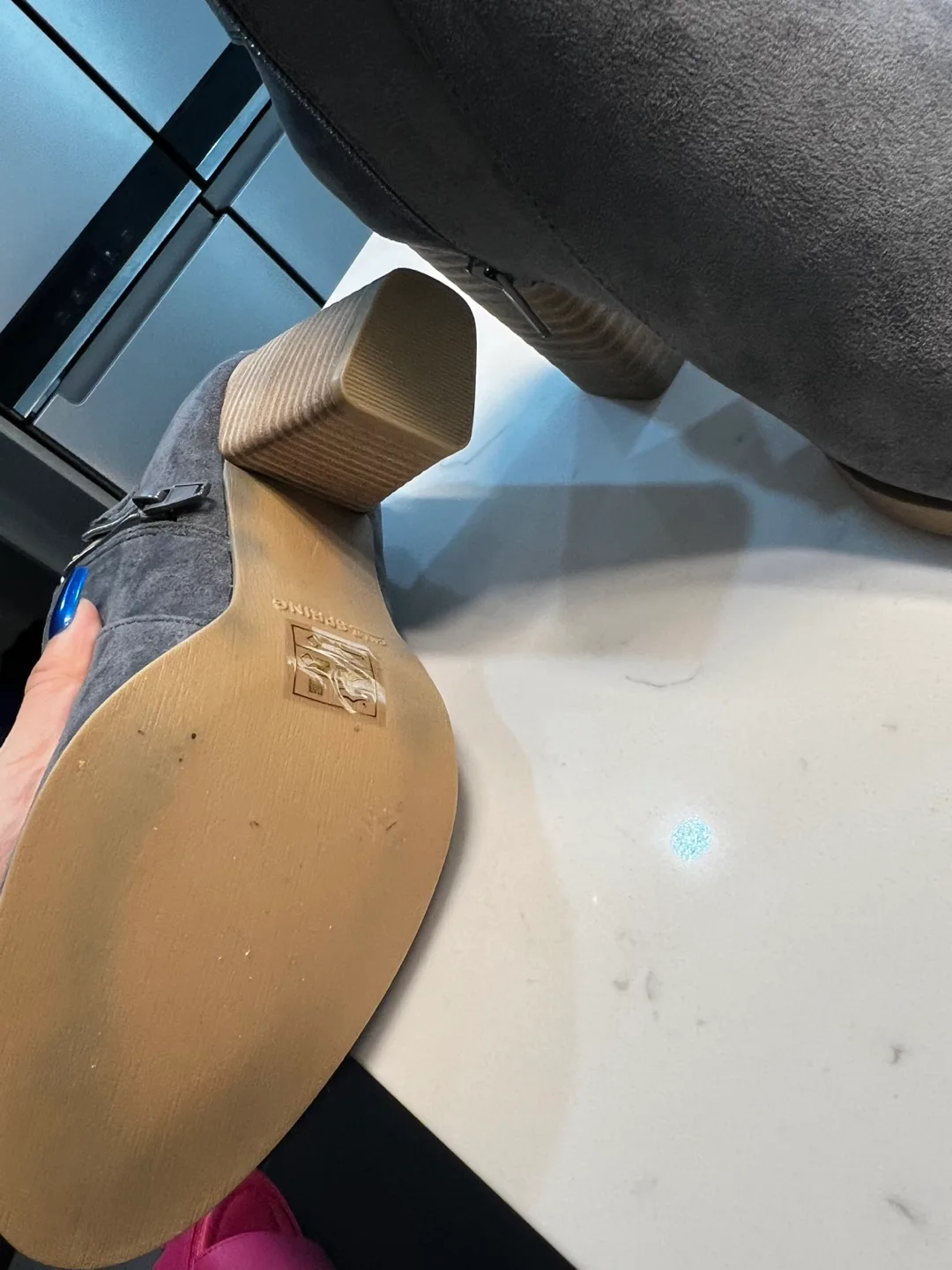 Call It Spring Grey Suede Buckle Booties image indicator(5)