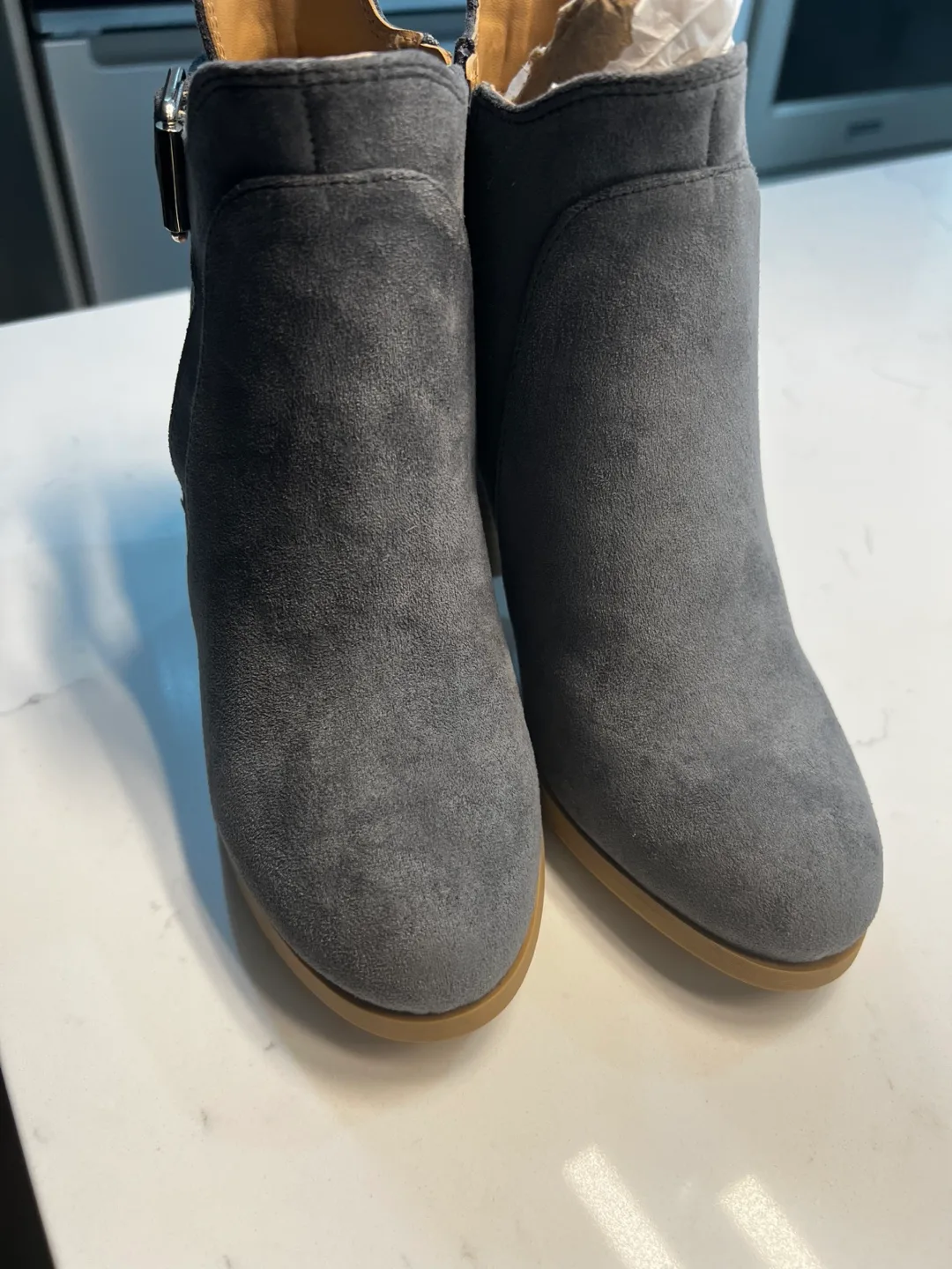 Call It Spring Grey Suede Buckle Booties image indicator(2)
