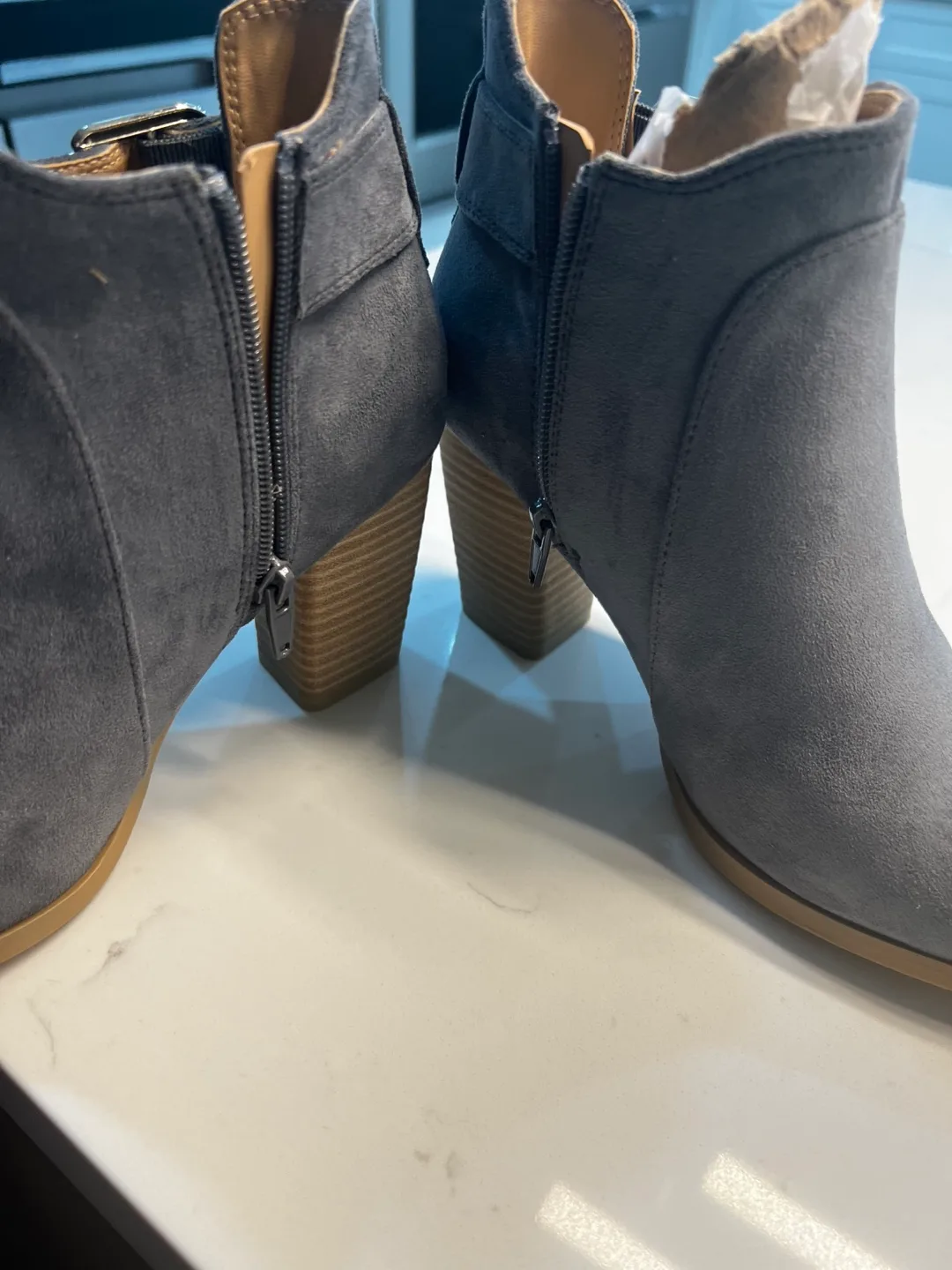 Call It Spring Grey Suede Buckle Booties image indicator(4)