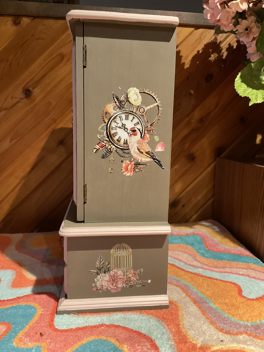 Vintage Painted Jewellery Box with Drawers and Compartments - photo 4