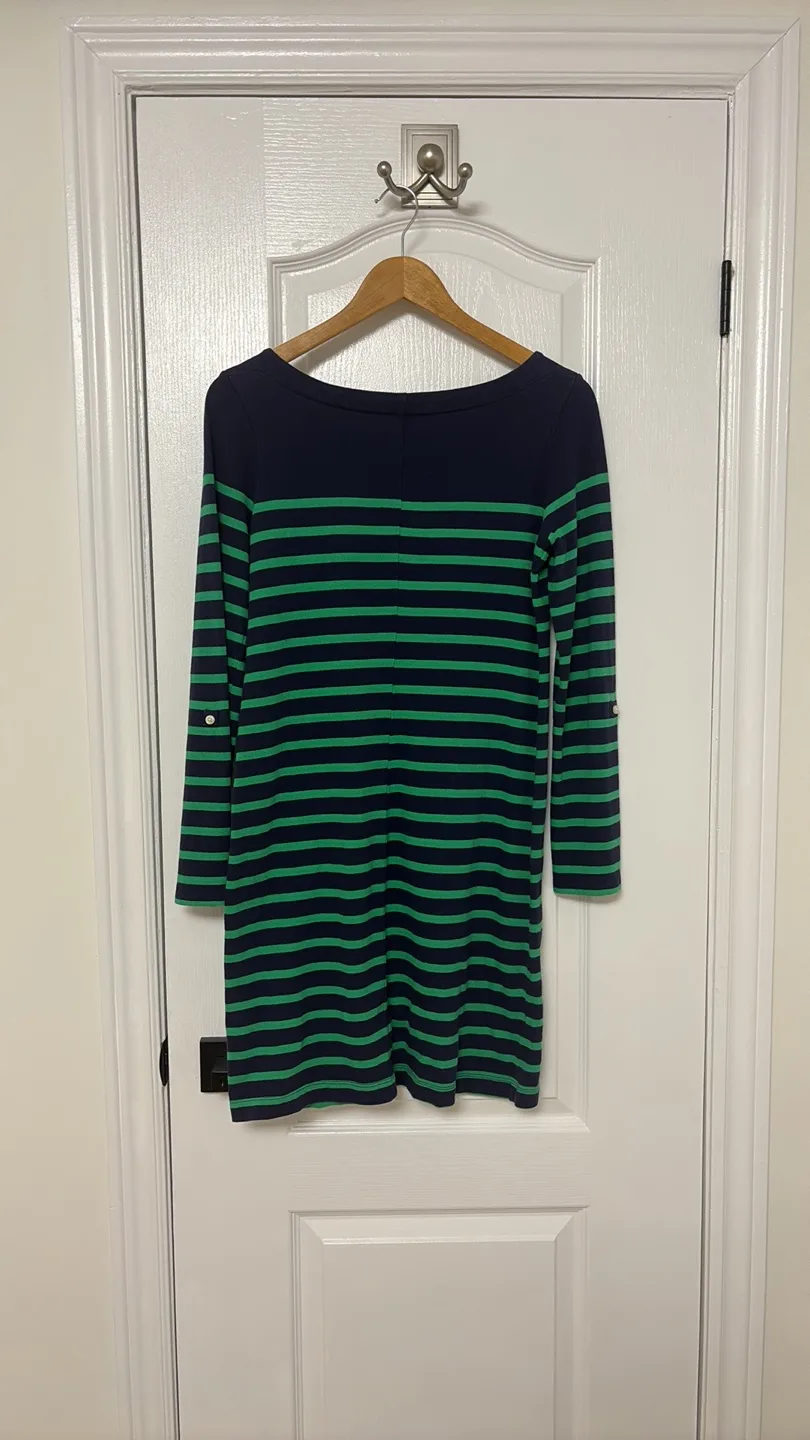 Gap Green and Navy Striped Boatneck Sweater Dress image indicator(4)