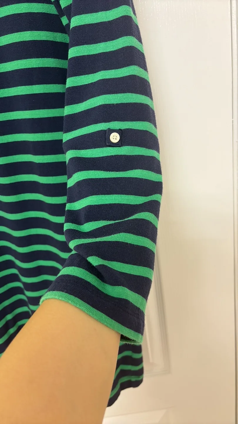Gap Green and Navy Striped Boatneck Sweater Dress image indicator(3)