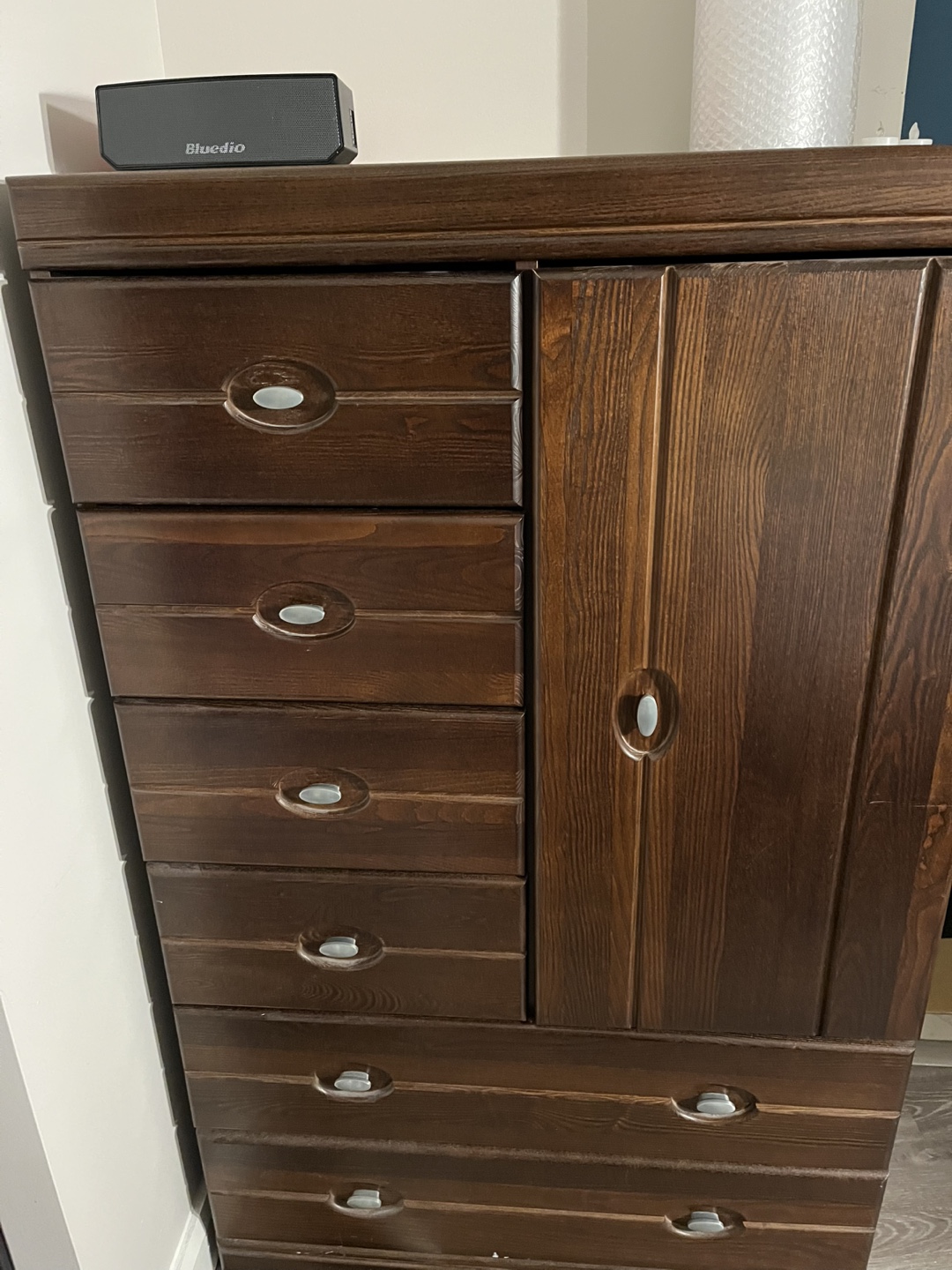 Dark brown wooden chest of drawers with wardrobe - photo 2