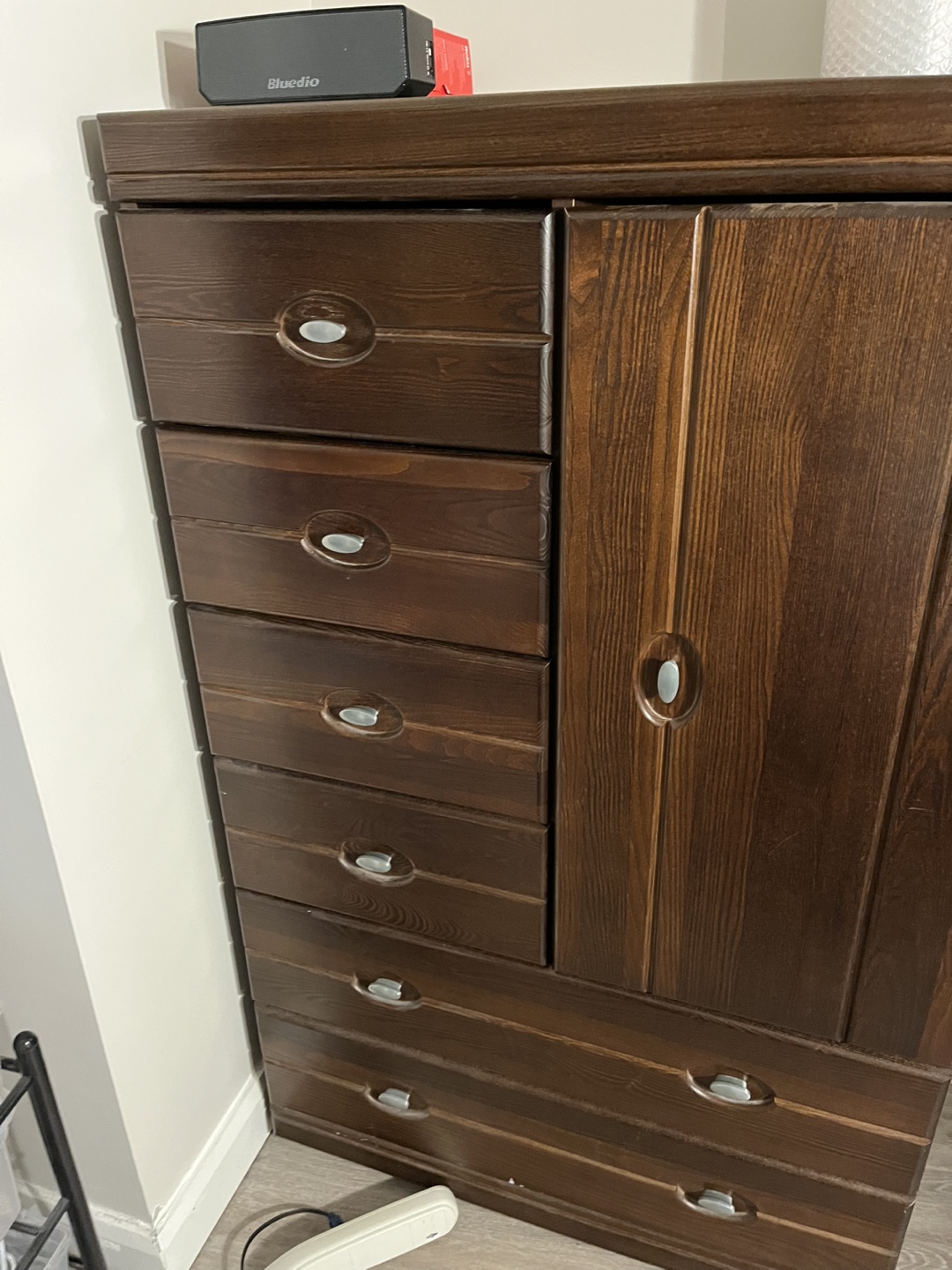 Dark brown wooden chest of drawers with wardrobe - photo 3