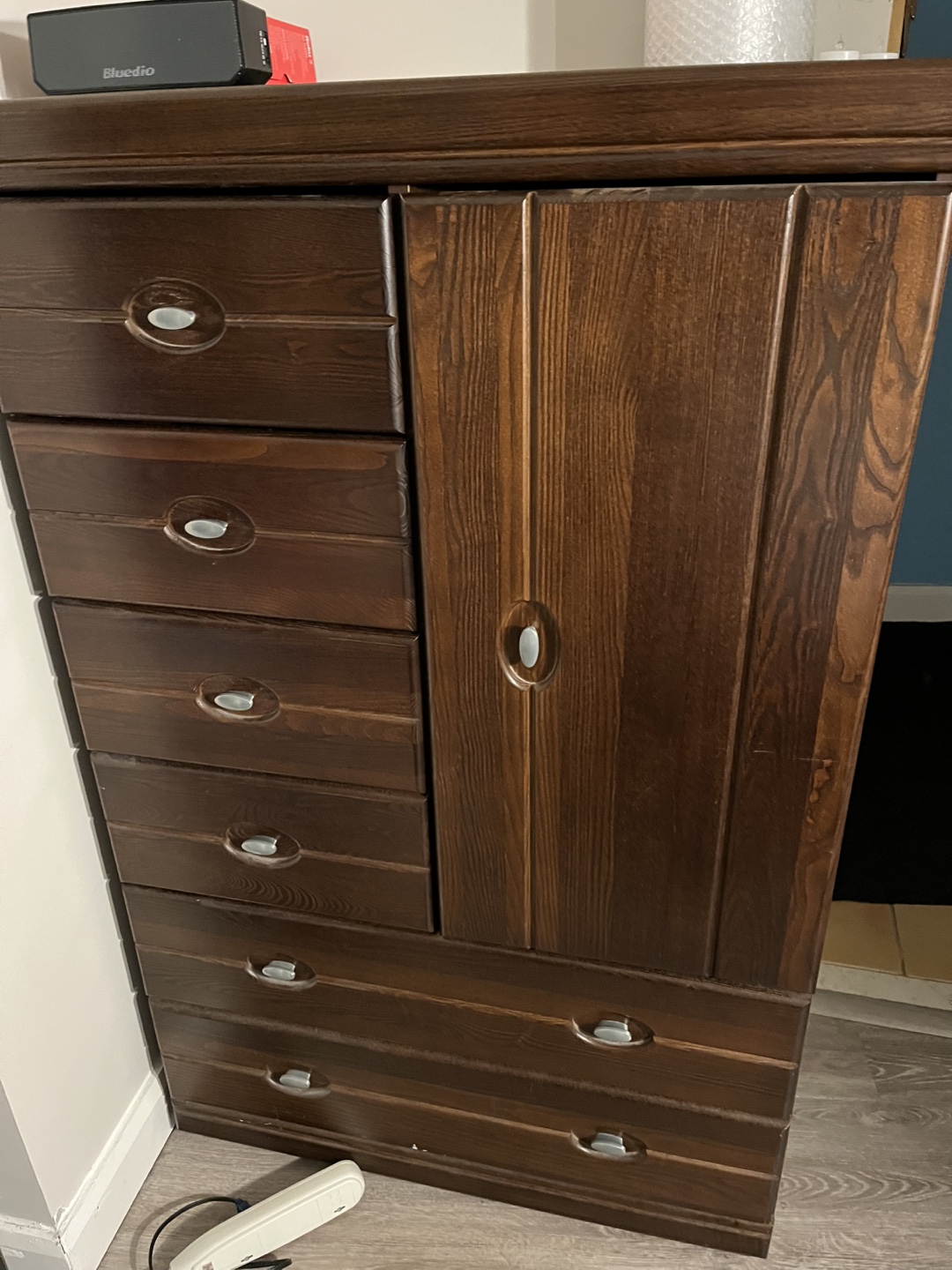 Dark brown wooden chest of drawers with wardrobe - photo 4