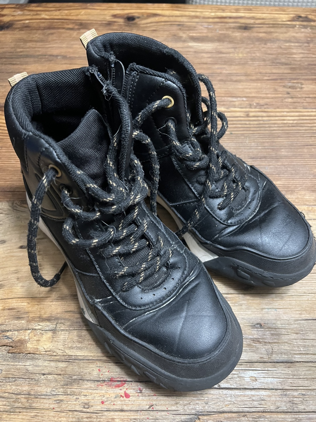 Black Leather High-Top Boots - Size 37 EU
