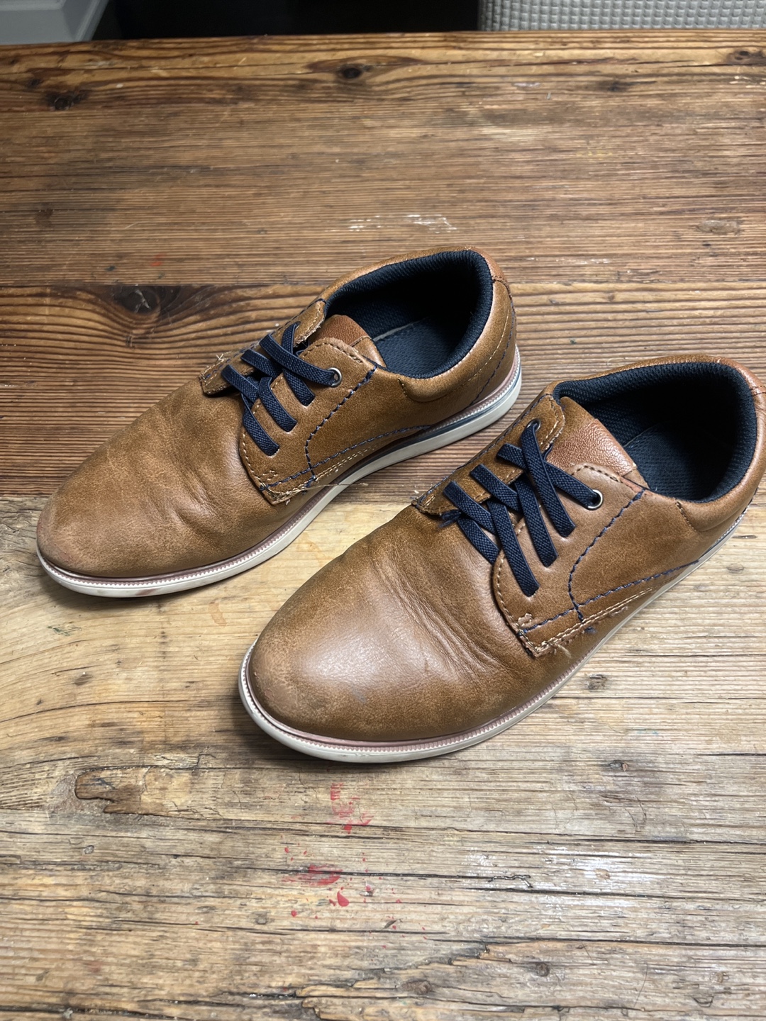 Boys' Brown Leather-Look Lace-Up Shoes - Size 5