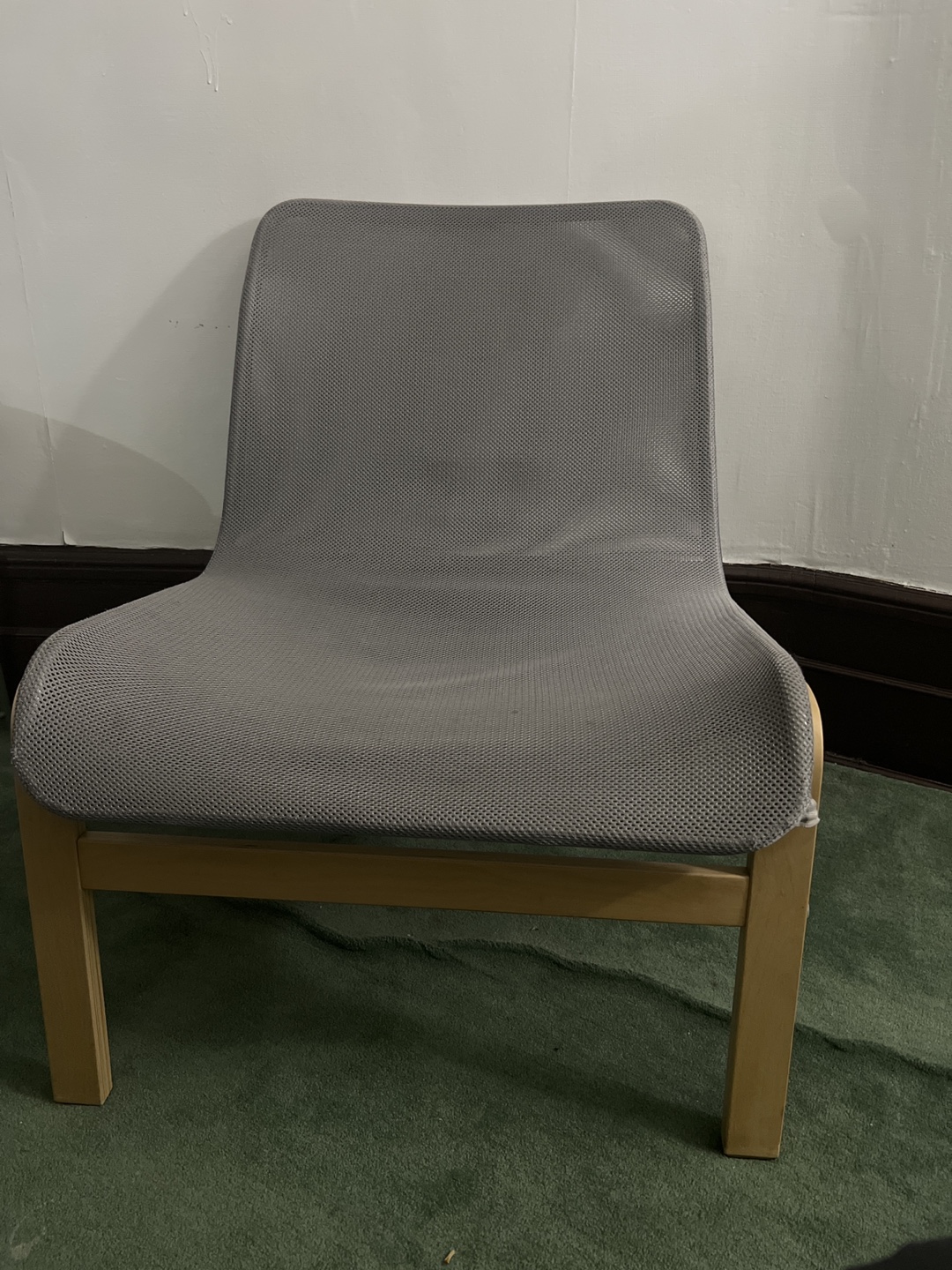 Gray Mesh Sling Chair with Light Wood Legs