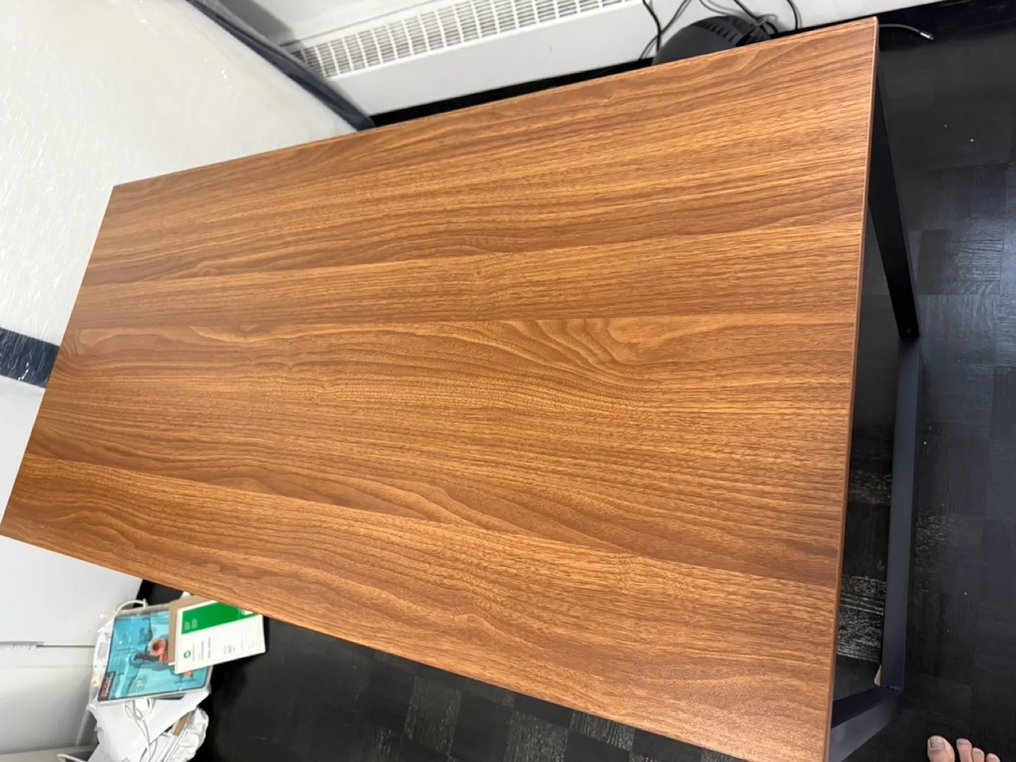 Modern Walnut Desk with Black Metal Frame