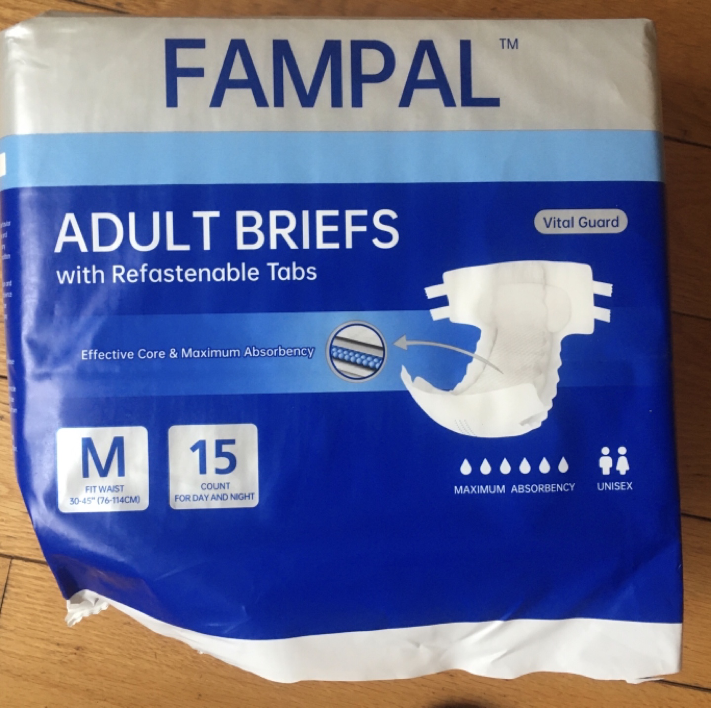 Fampal Adult Briefs - Size Medium - 15 Count