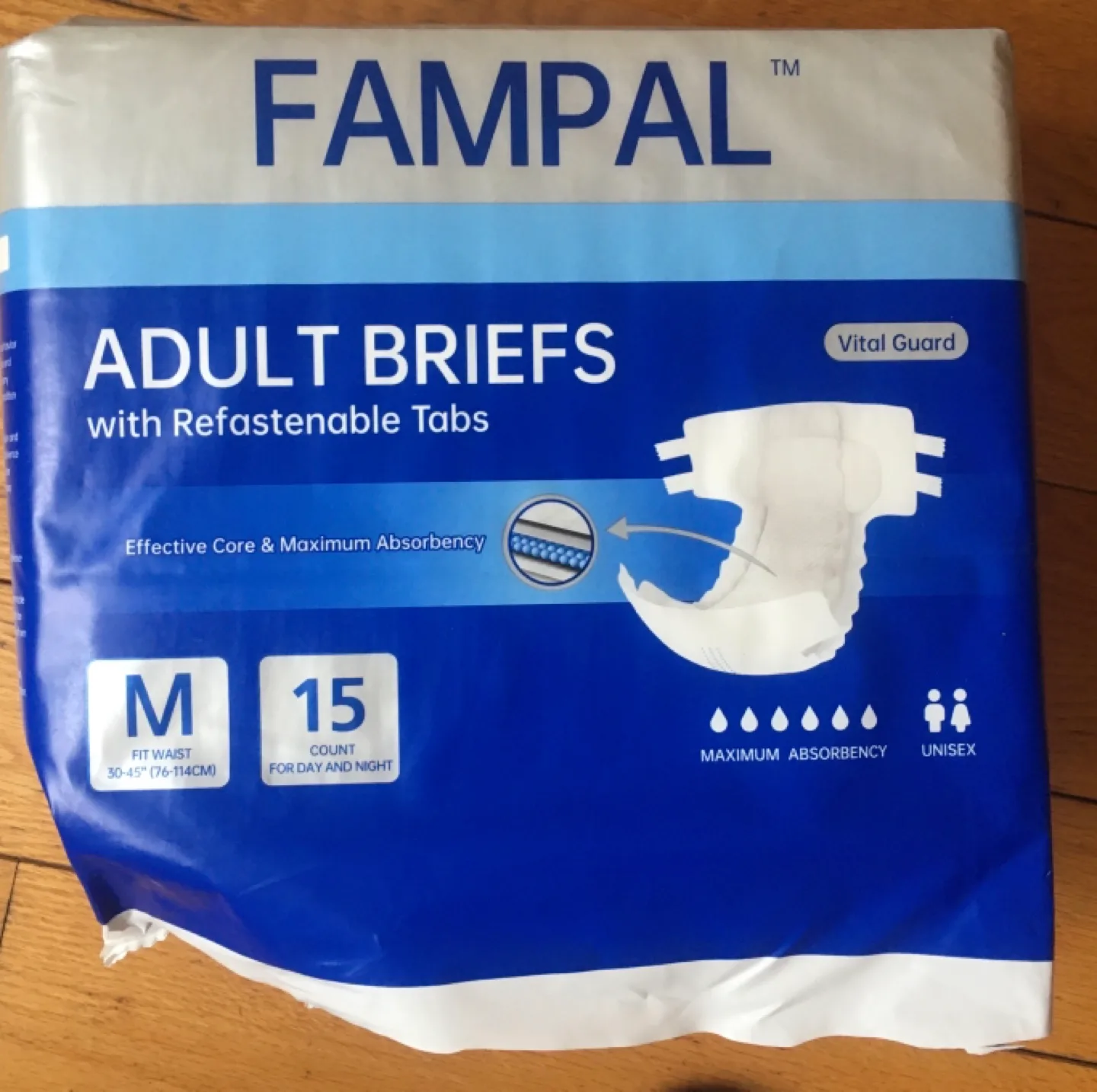 Fampal Adult Briefs - Size Medium - 15 Count thumbnail