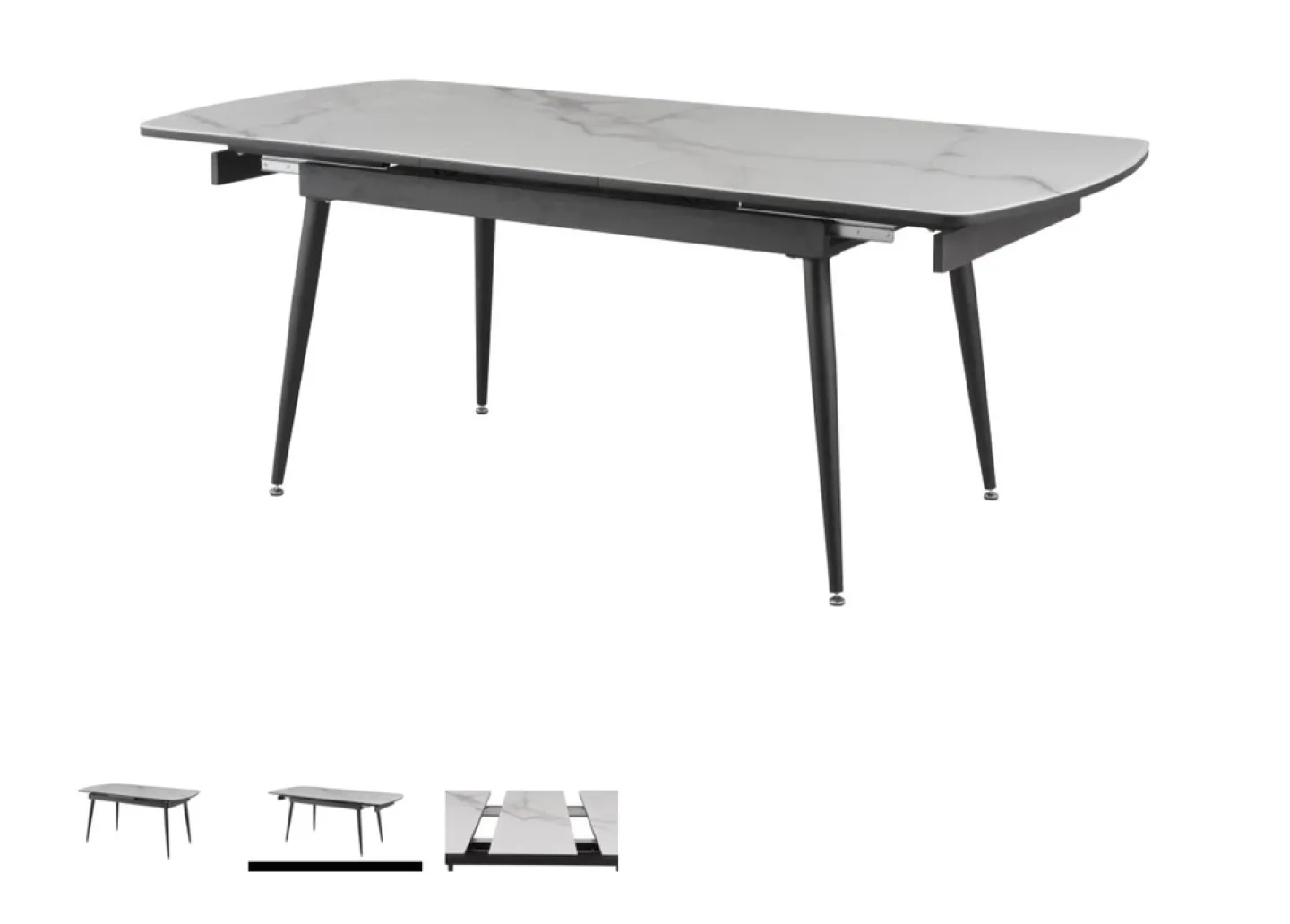 Fabian 63-79" Extension Dining Table - White/Black Faux Marble image indicator(3)