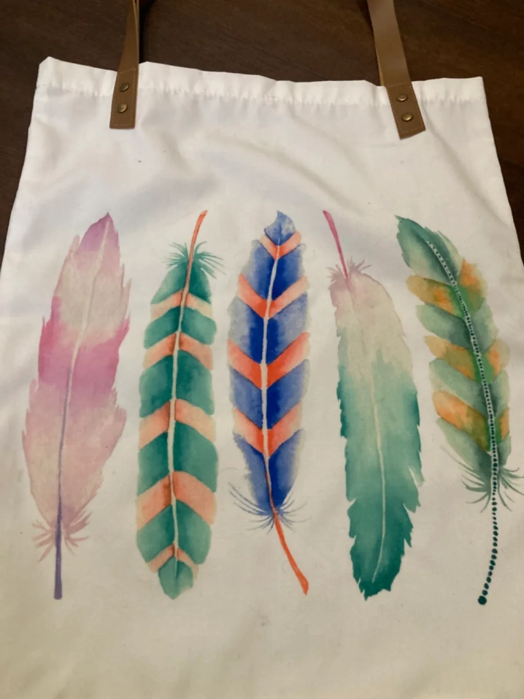 Tote Bag with Watercolor Feather Design image indicator(2)