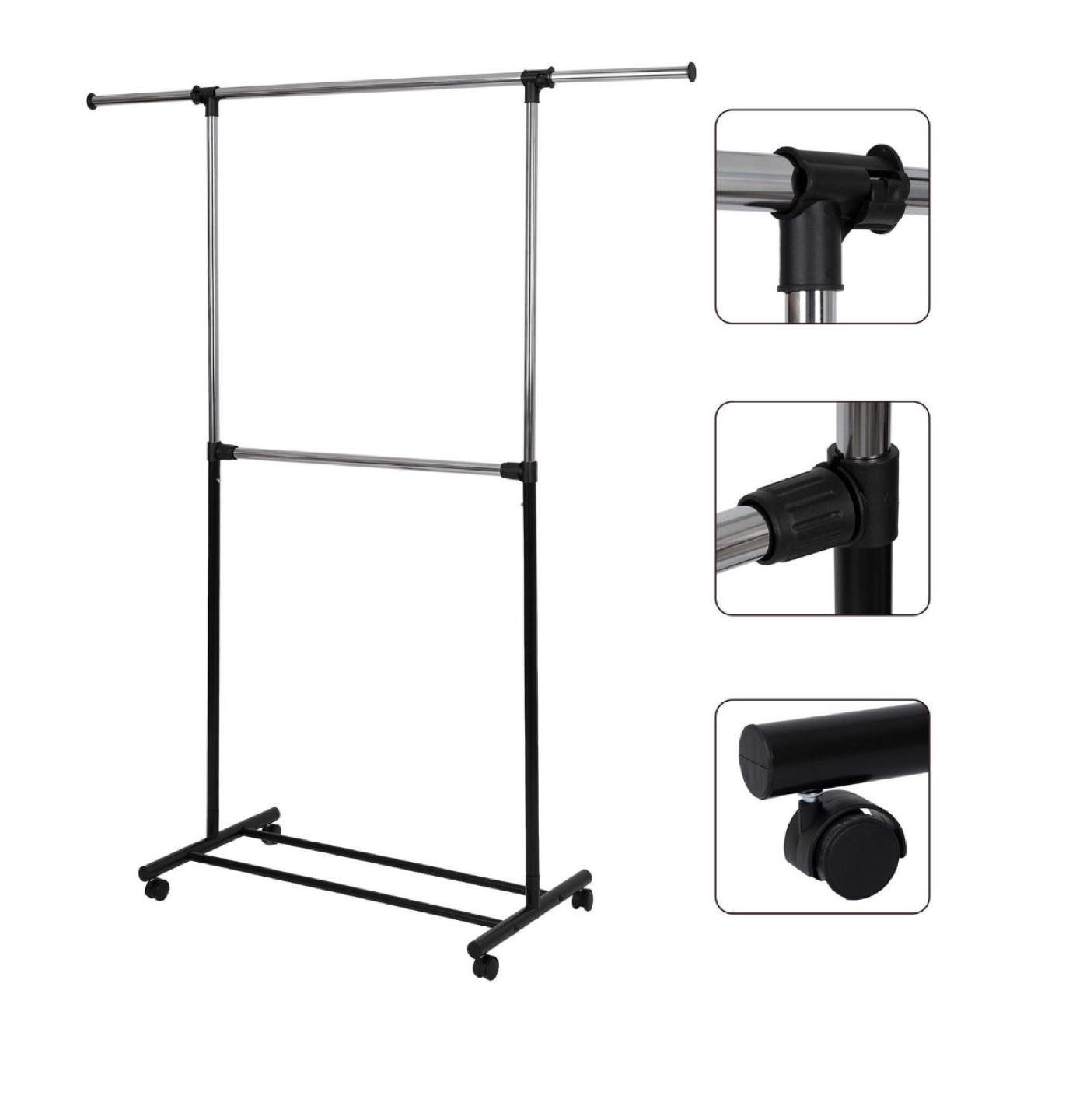 Double Garment Rack with Rolling Base