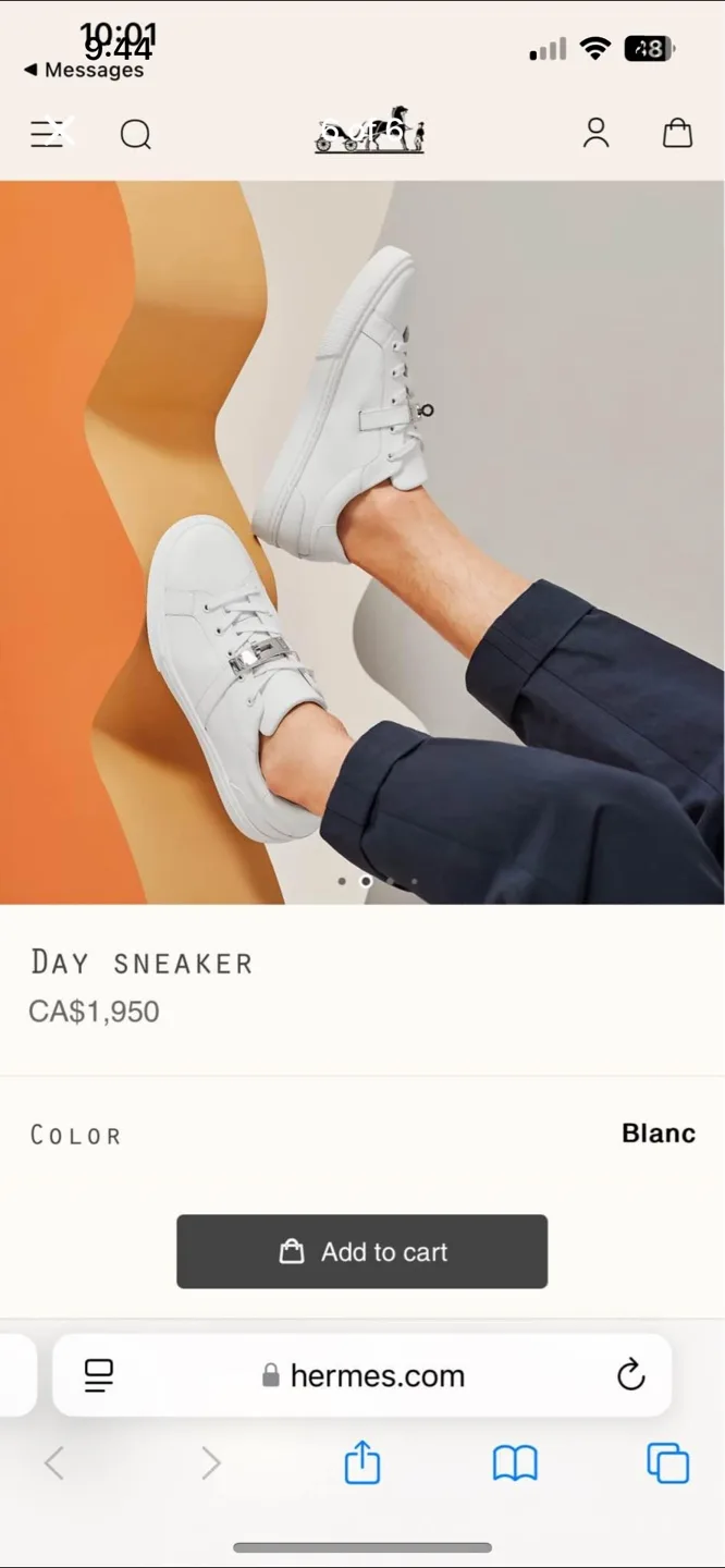 Hermes Paris Day Sneaker - White Leather image indicator(6)