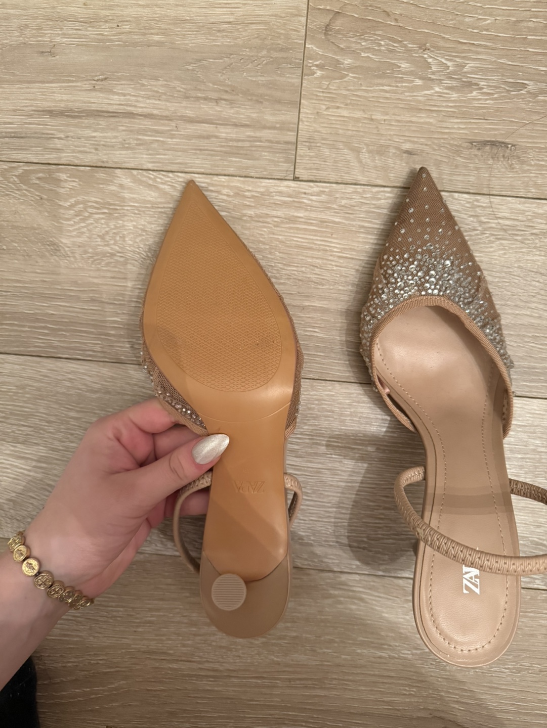 Beige embellished high heels - photo 2
