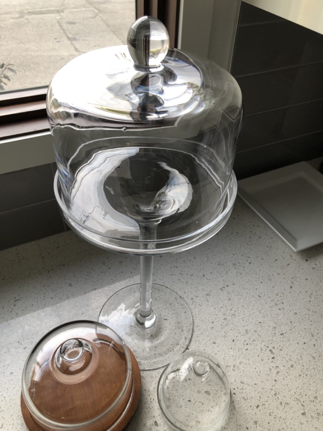 Glass Cake Stands & Domes, Set of Three