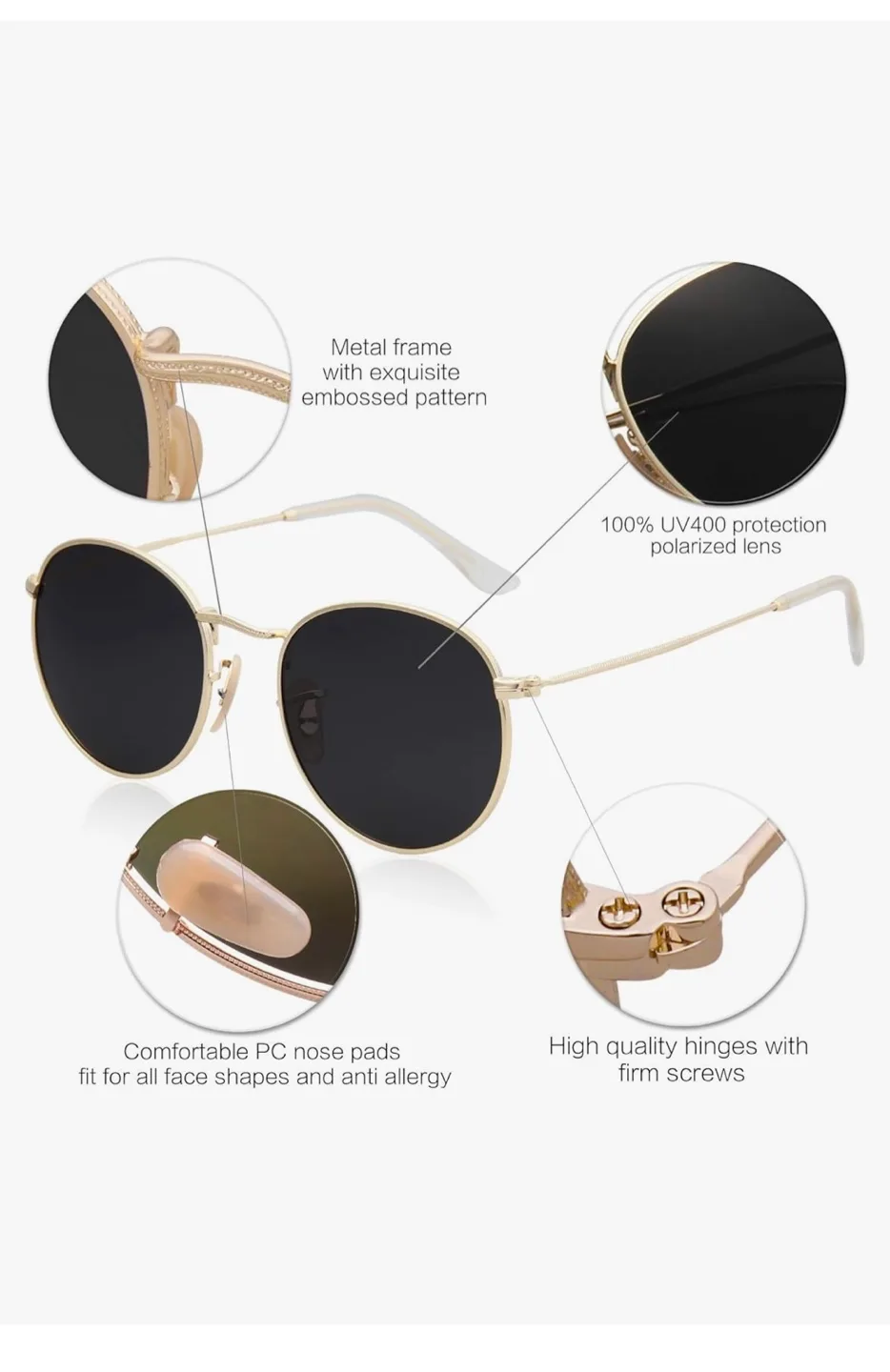 Round Polarized Sunglasses with UV Protection image indicator(2)