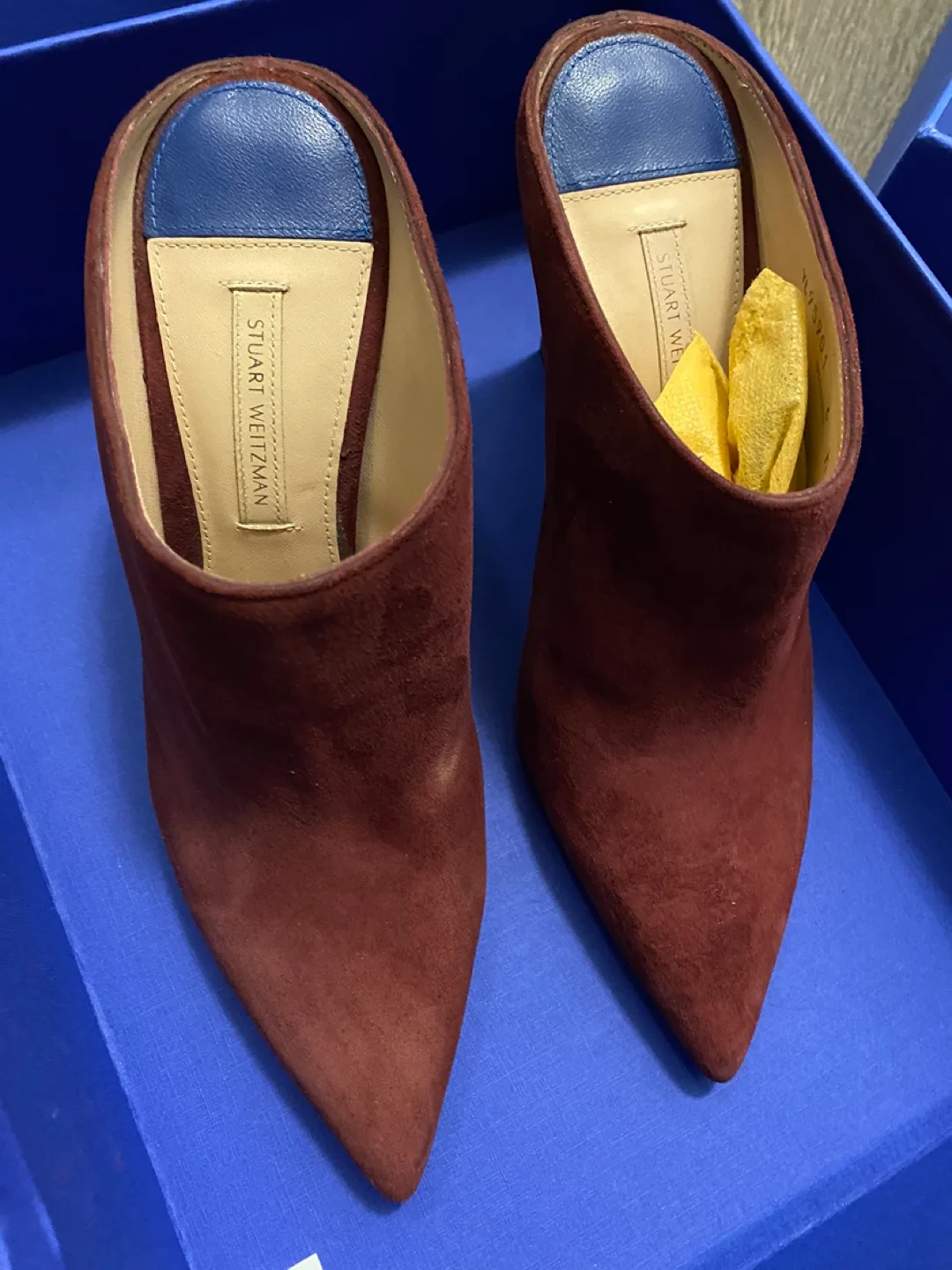 Stuart Weitzman Burgundy Suede Mules image indicator(5)