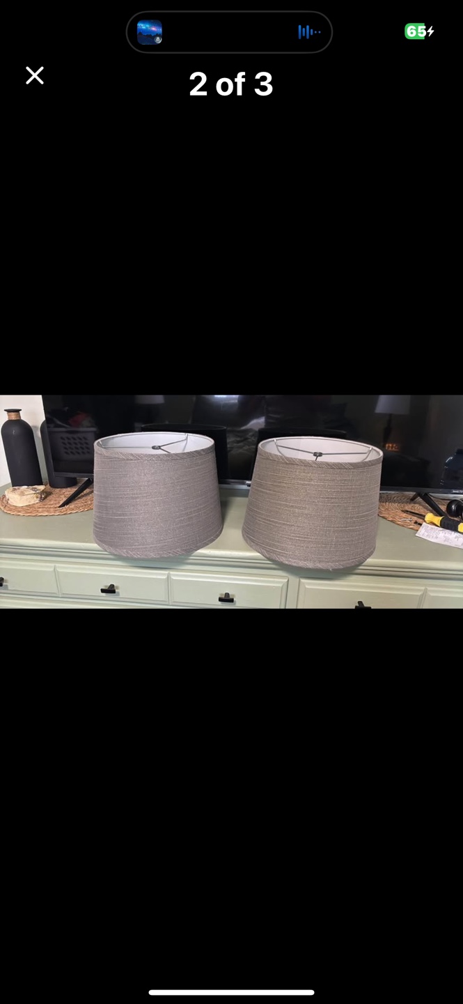 Pair of Grey Linen Lampshades - photo 2