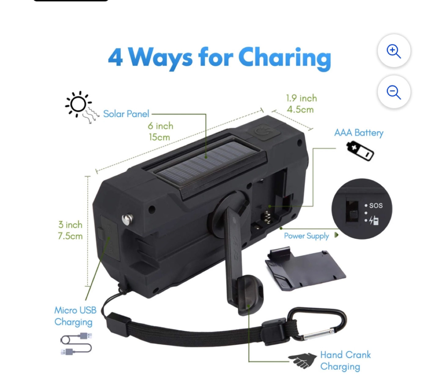 Multi-purpose Crank Radio with Solar Panel & LED Flashlight - photo 2