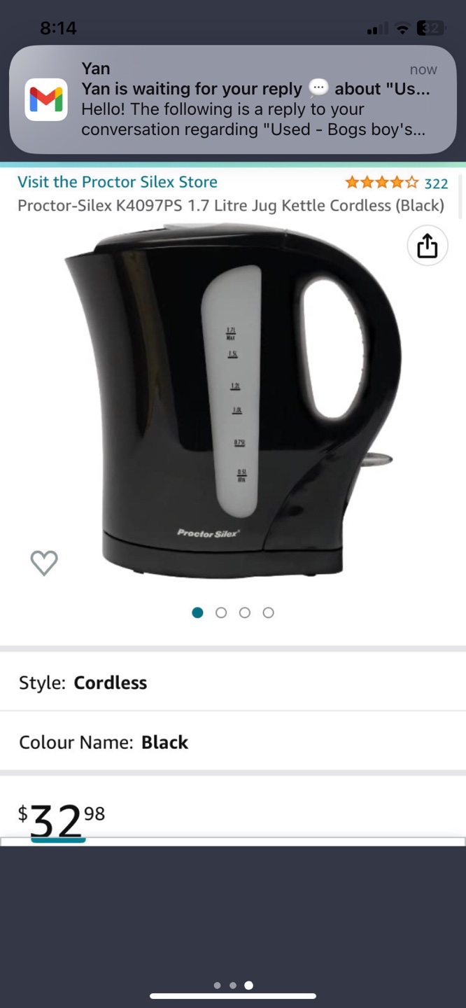 Proctor Silex K4097PS 1.7 Litre Cordless Kettle - Black - photo 3