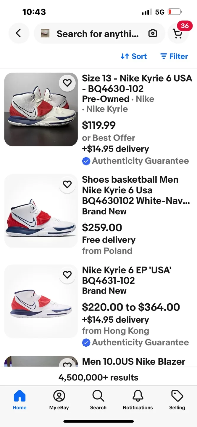 Size 13 - Nike Kyrie 6 USA - BQ4630-102 image indicator(7)