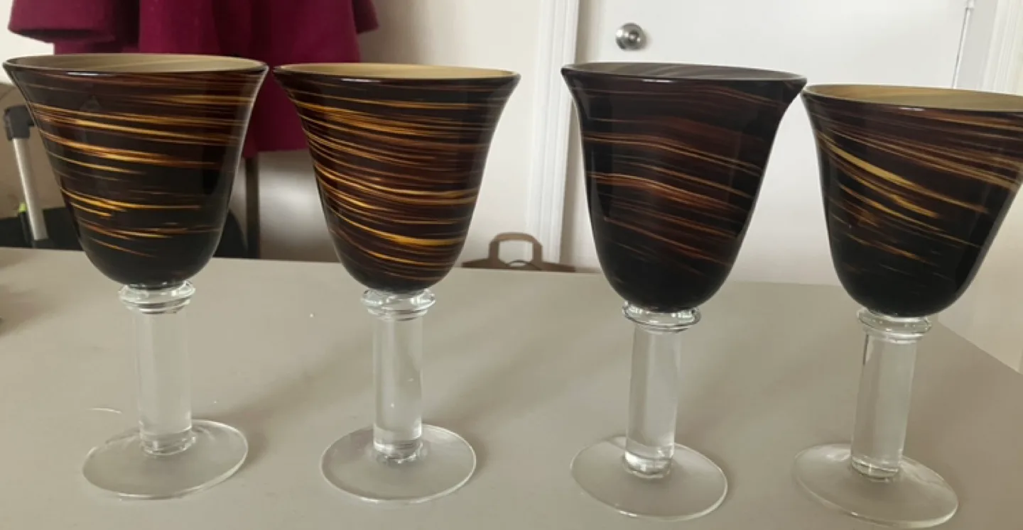 Set of Four Elegant Swirl Design Wine Glasses image indicator(2)
