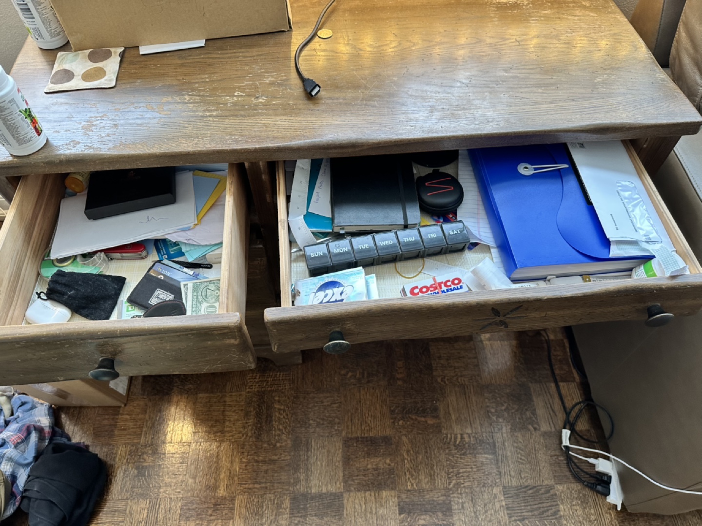 Vintage Wooden Desk with Drawers - photo 2