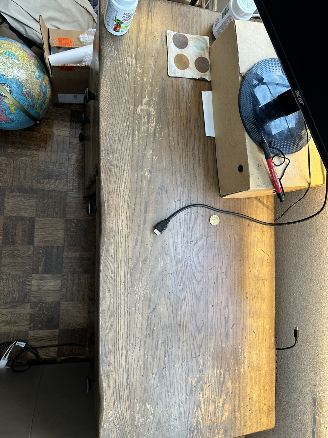 Vintage Wooden Desk with Drawers - photo 5