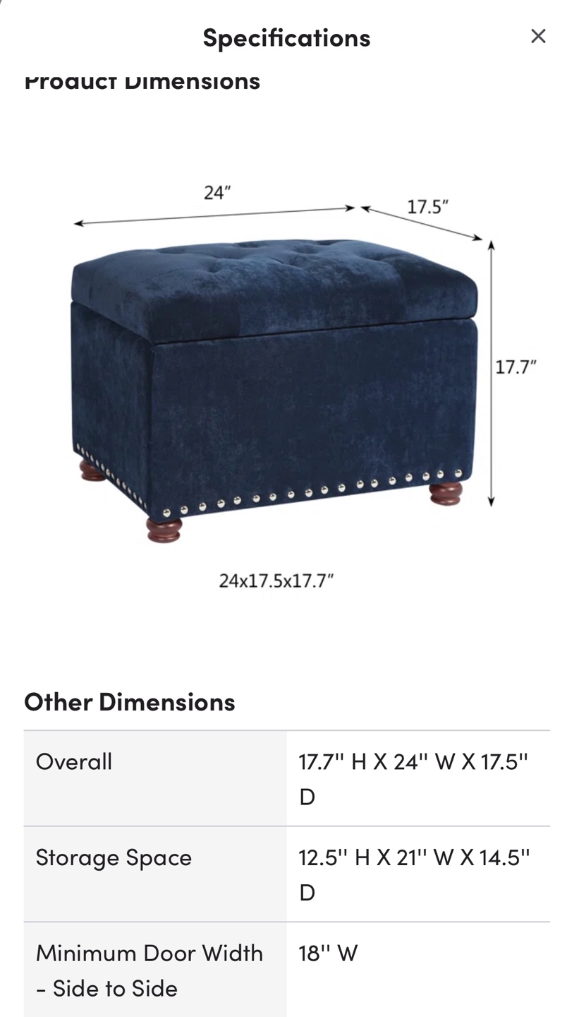 MUST SELL Blue Velvet Storage Ottoman - photo 2