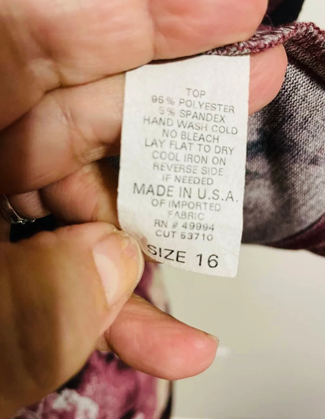 R&M Richards Size 16 Two-Piece Skirt Suit, Burgundy Floral image indicator(5)